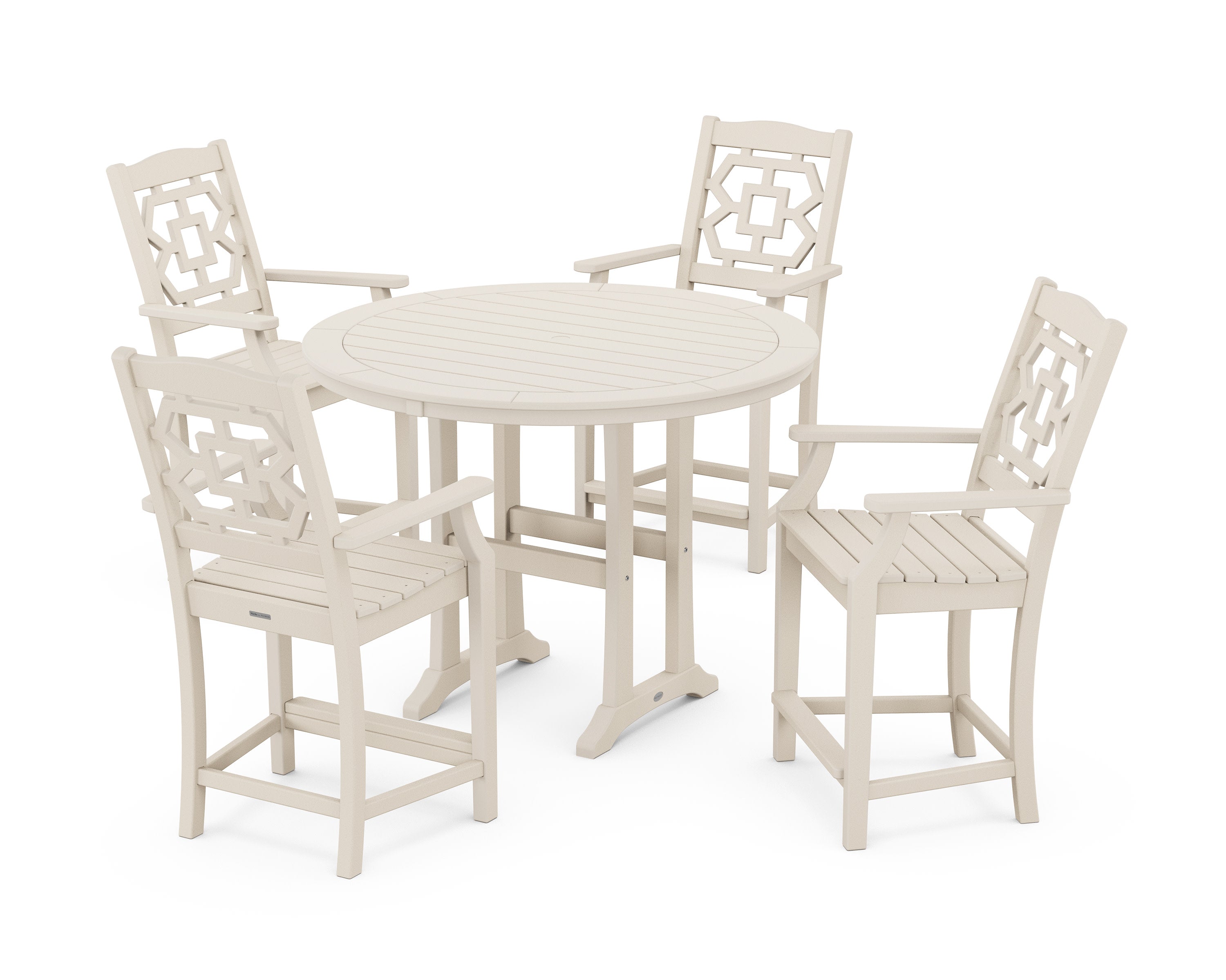 Chinoiserie 5-Piece Round Counter Set in Sand