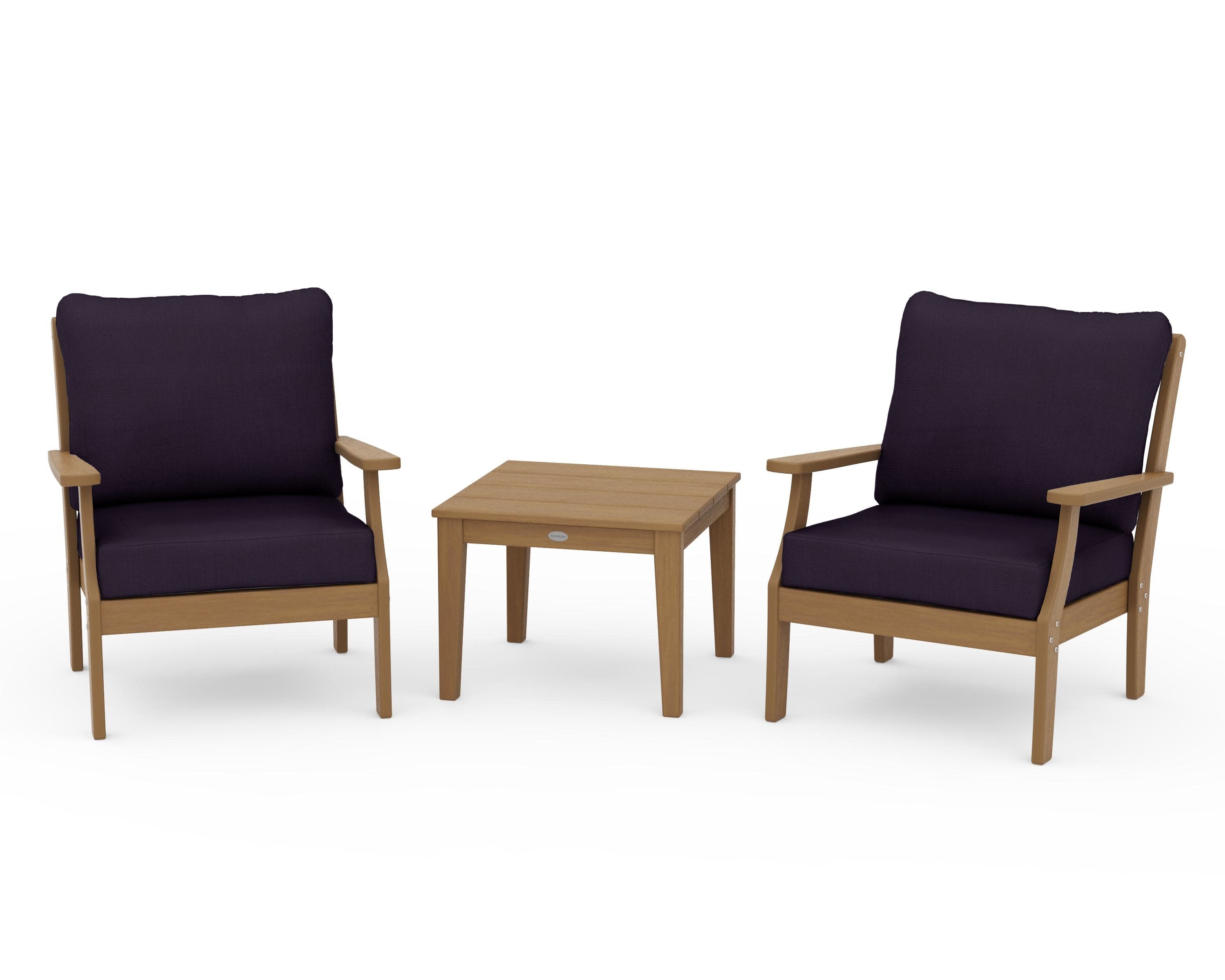 Braxton 3-Piece Deep Seating Set in Natural / Navy Linen