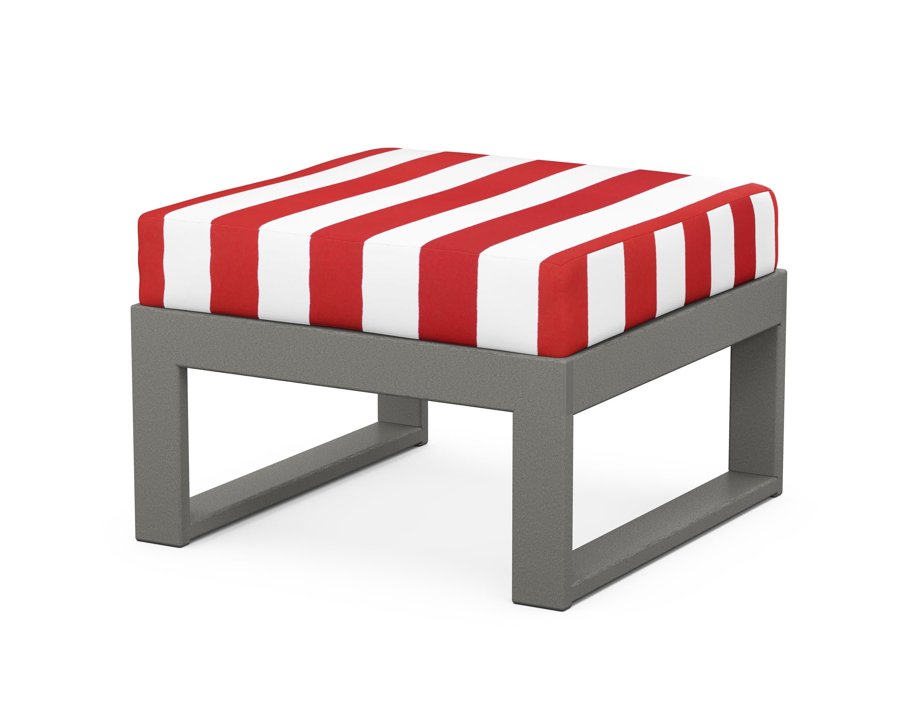 Modular Ottoman - Modern in Slate Grey / Cabana Stripe Crimson