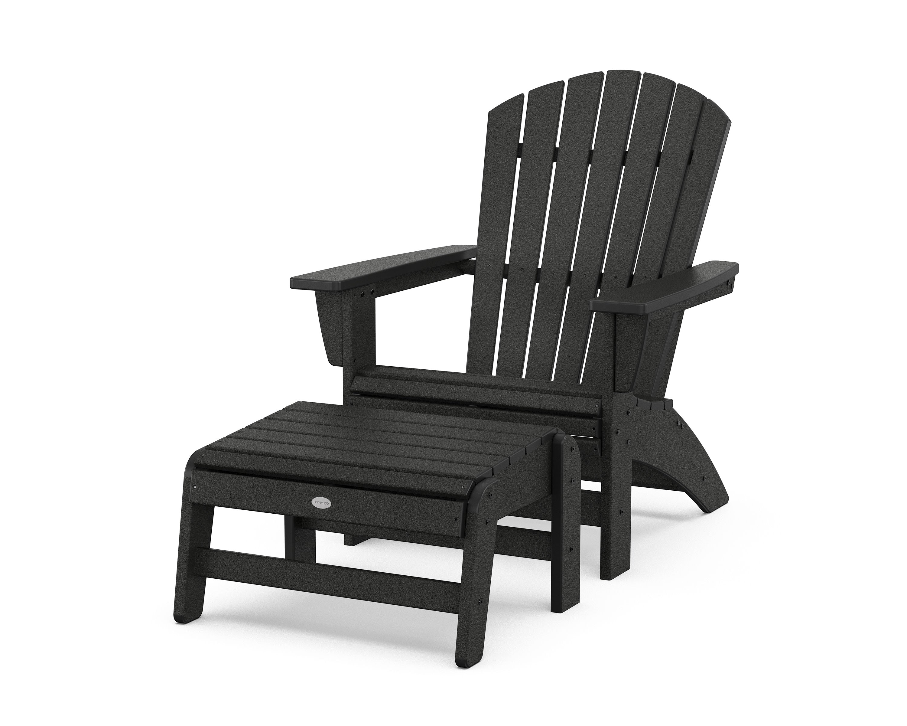 Nautical Grand Adirondack Chair with Ottoman in Black