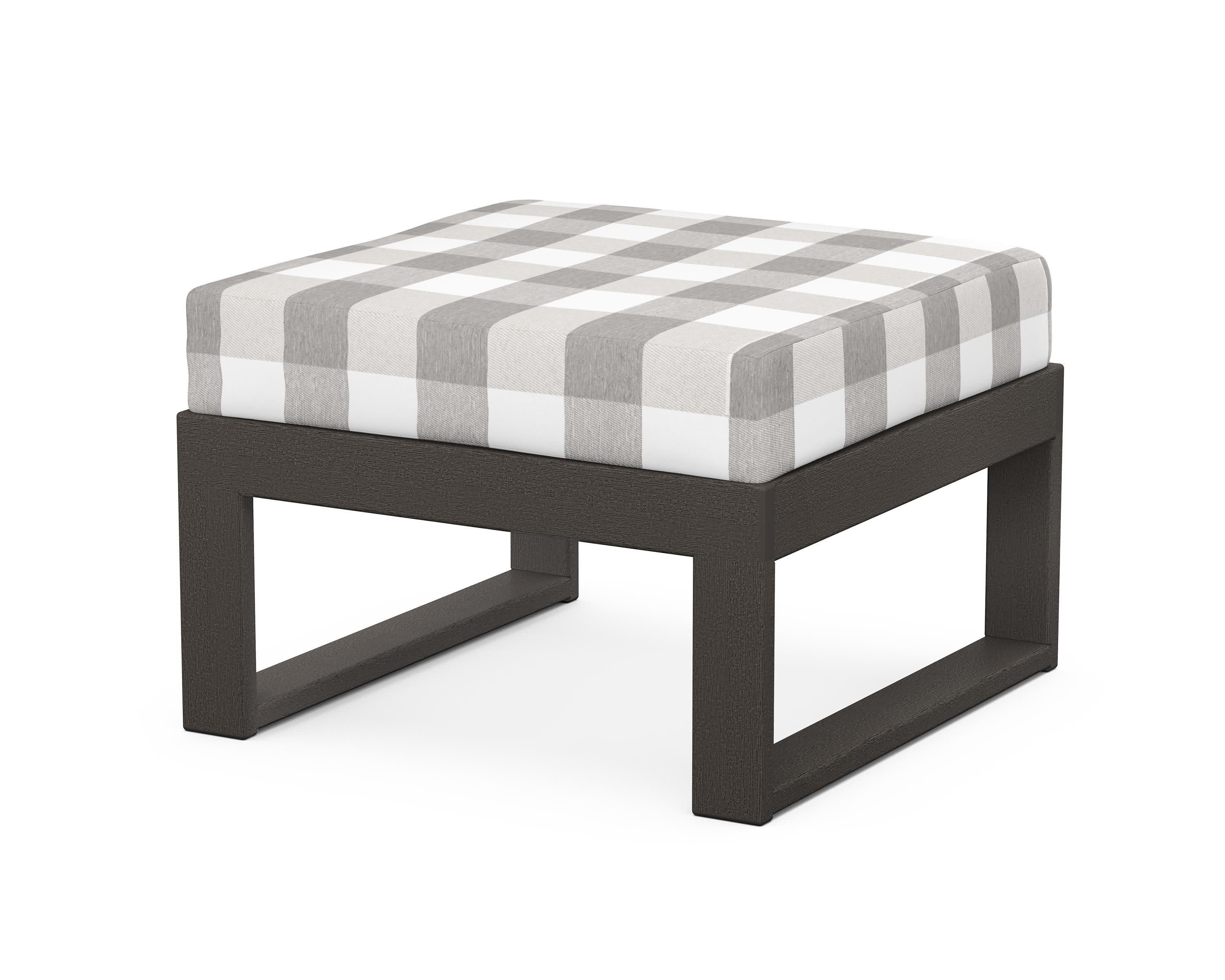 Modular Ottoman - Modern in Vintage Coffee / Buffalo Plaid Grey Mist