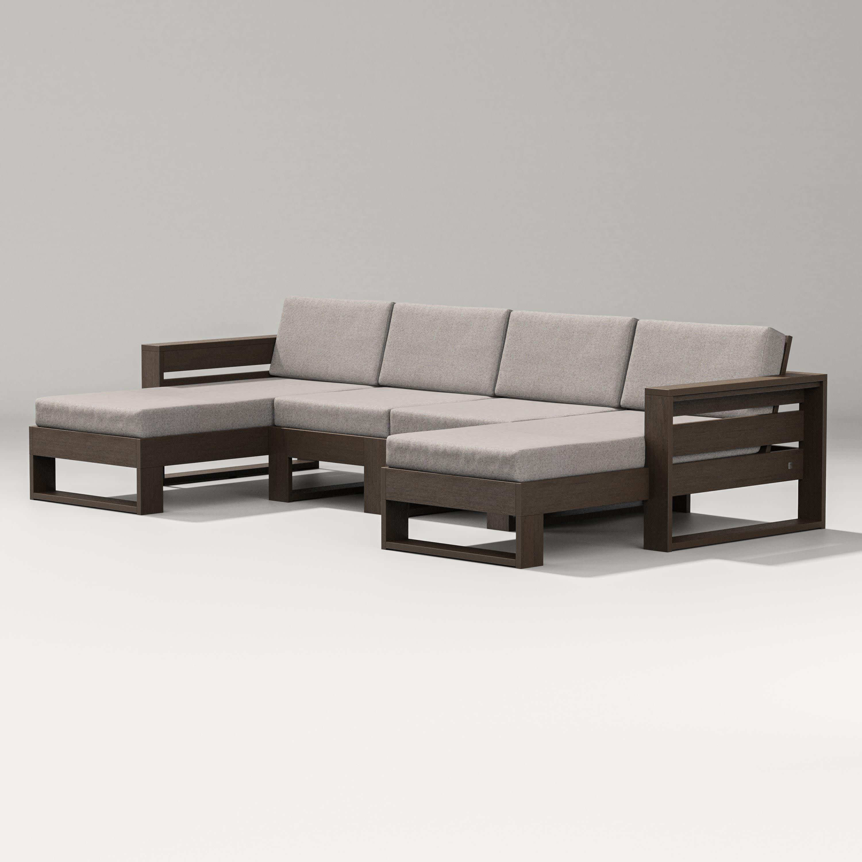 Latitude Double Chaise Sectional in Kona / Weathered Tweed
