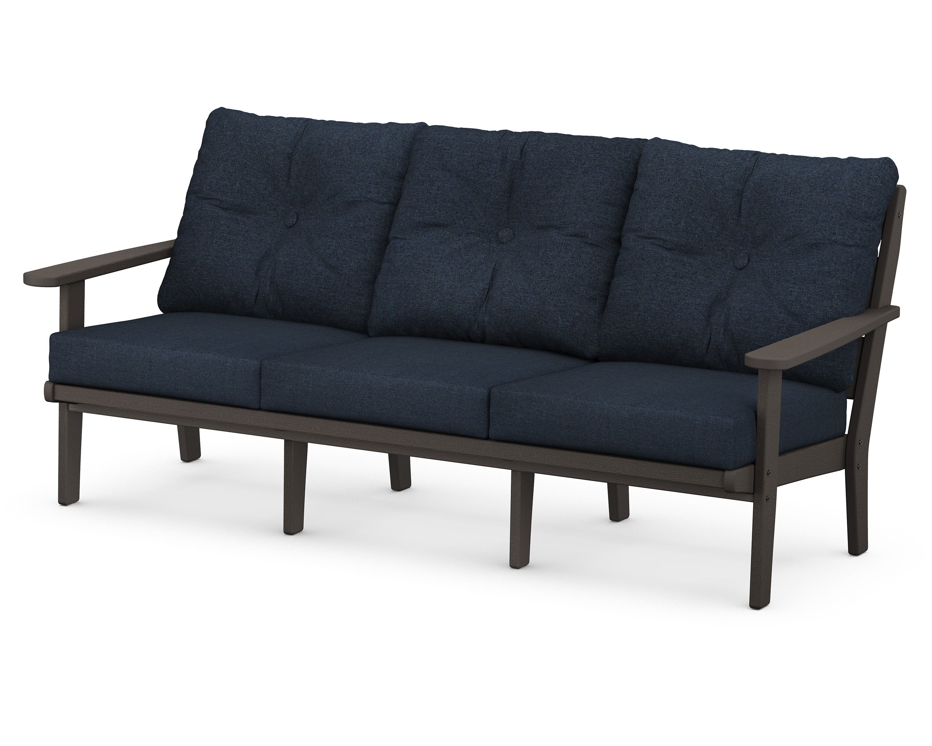 Lakeside Deep Seating Sofa in Vintage Coffee / Marine Indigo