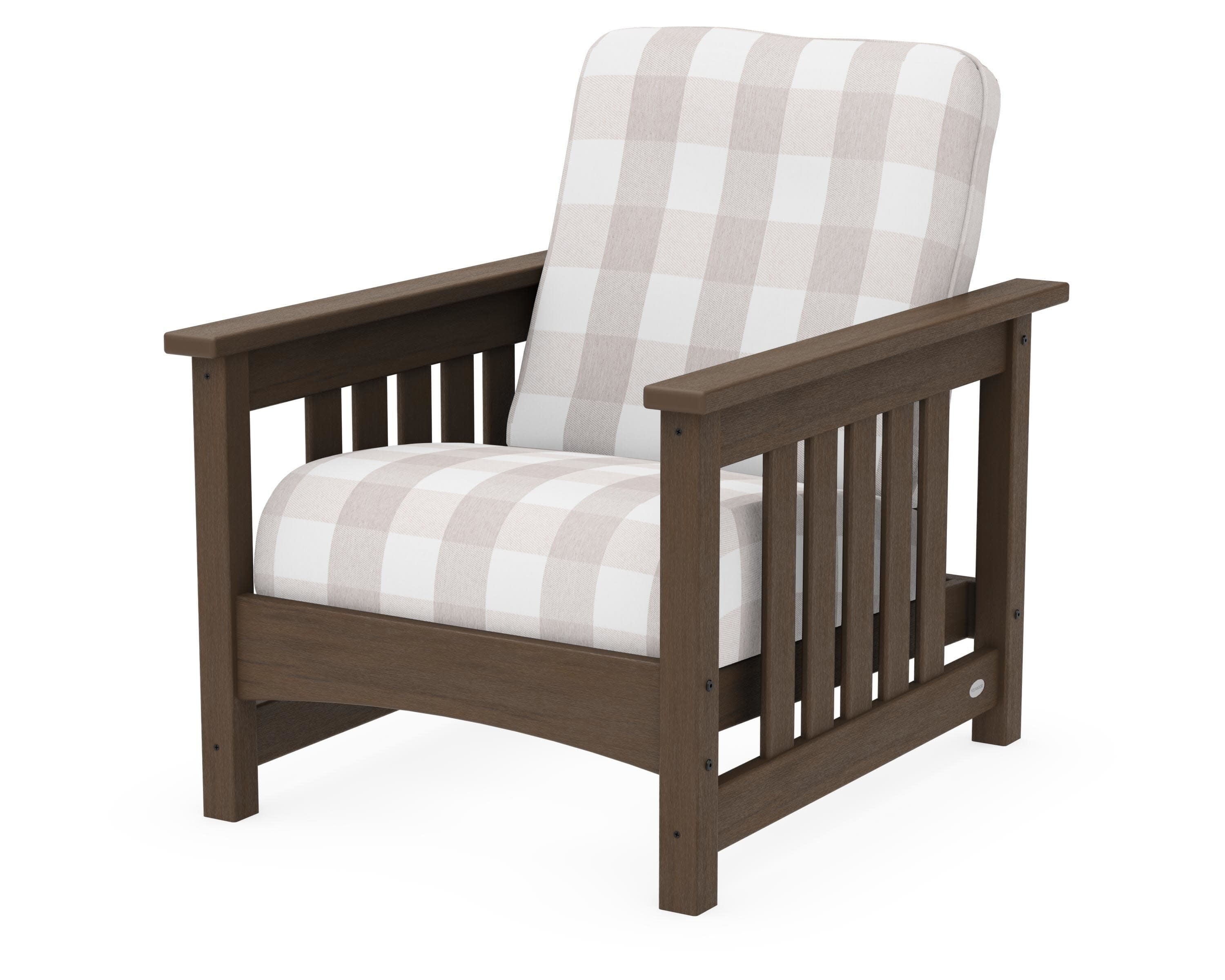 Club Mission Chair in Kona / Buffalo Plaid Dune Burlap