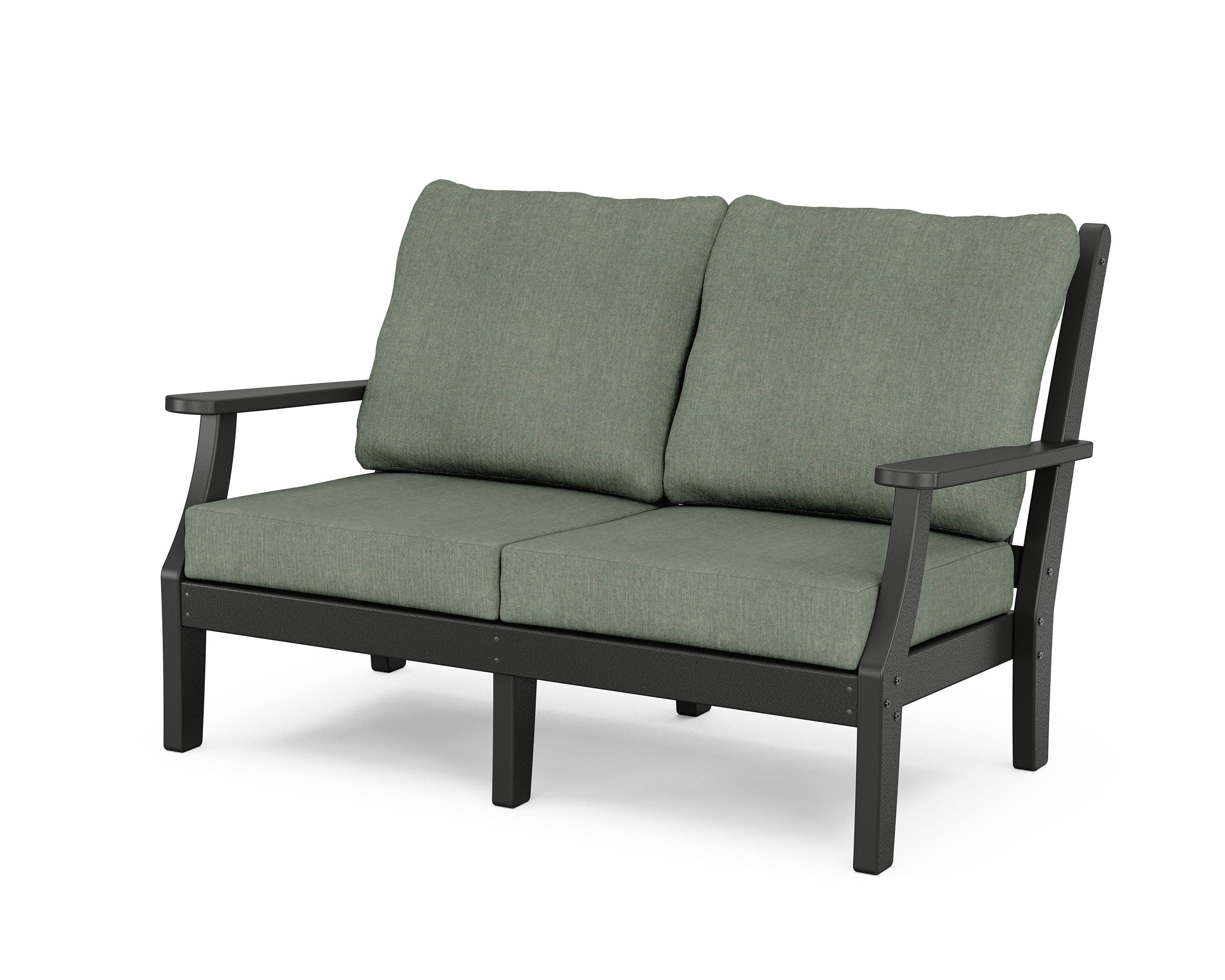 Wovendale Deep Seating Loveseat in Black / Cast Sage