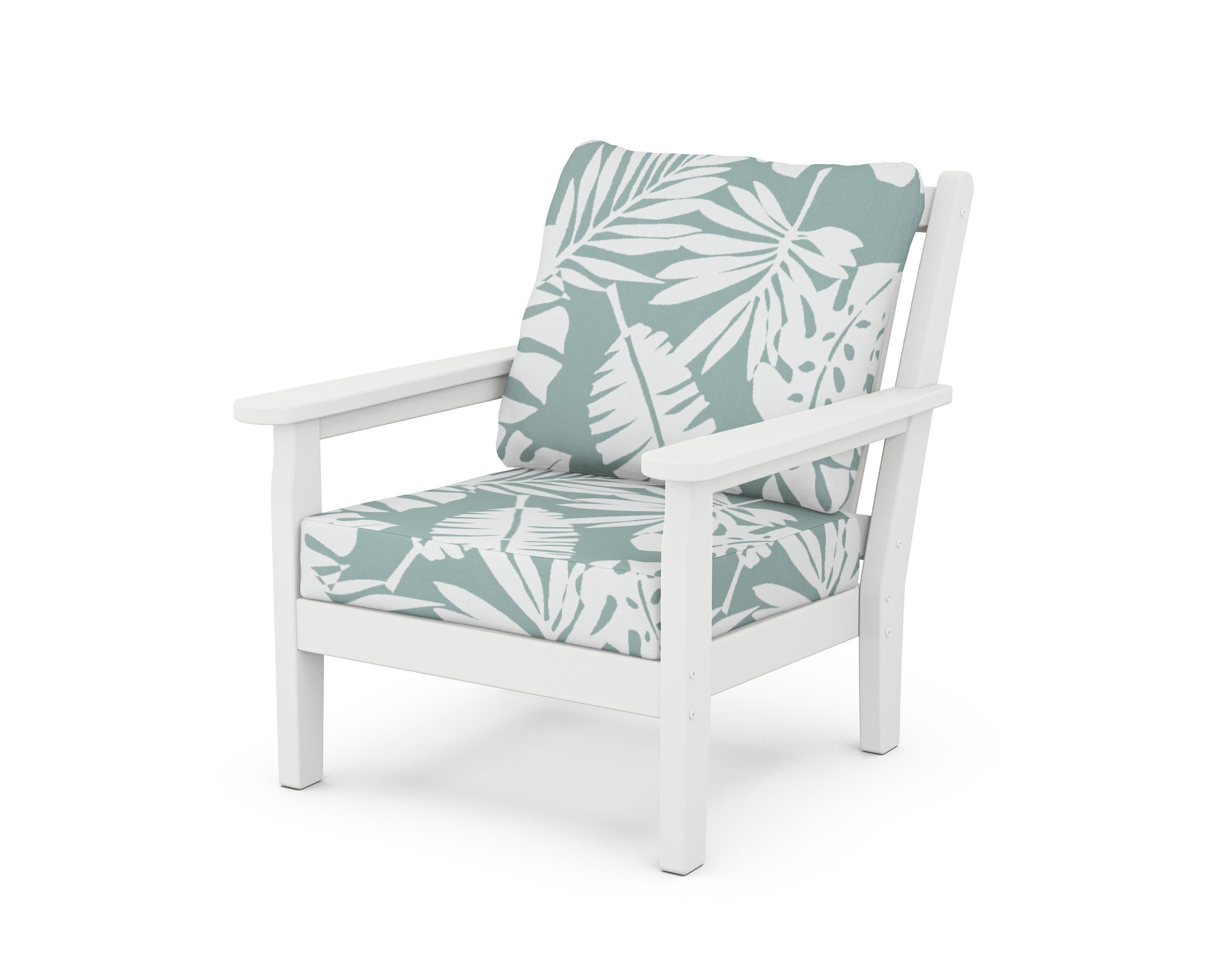 Chippendale Deep Seating Chair in White / Leaf Glacier Spa