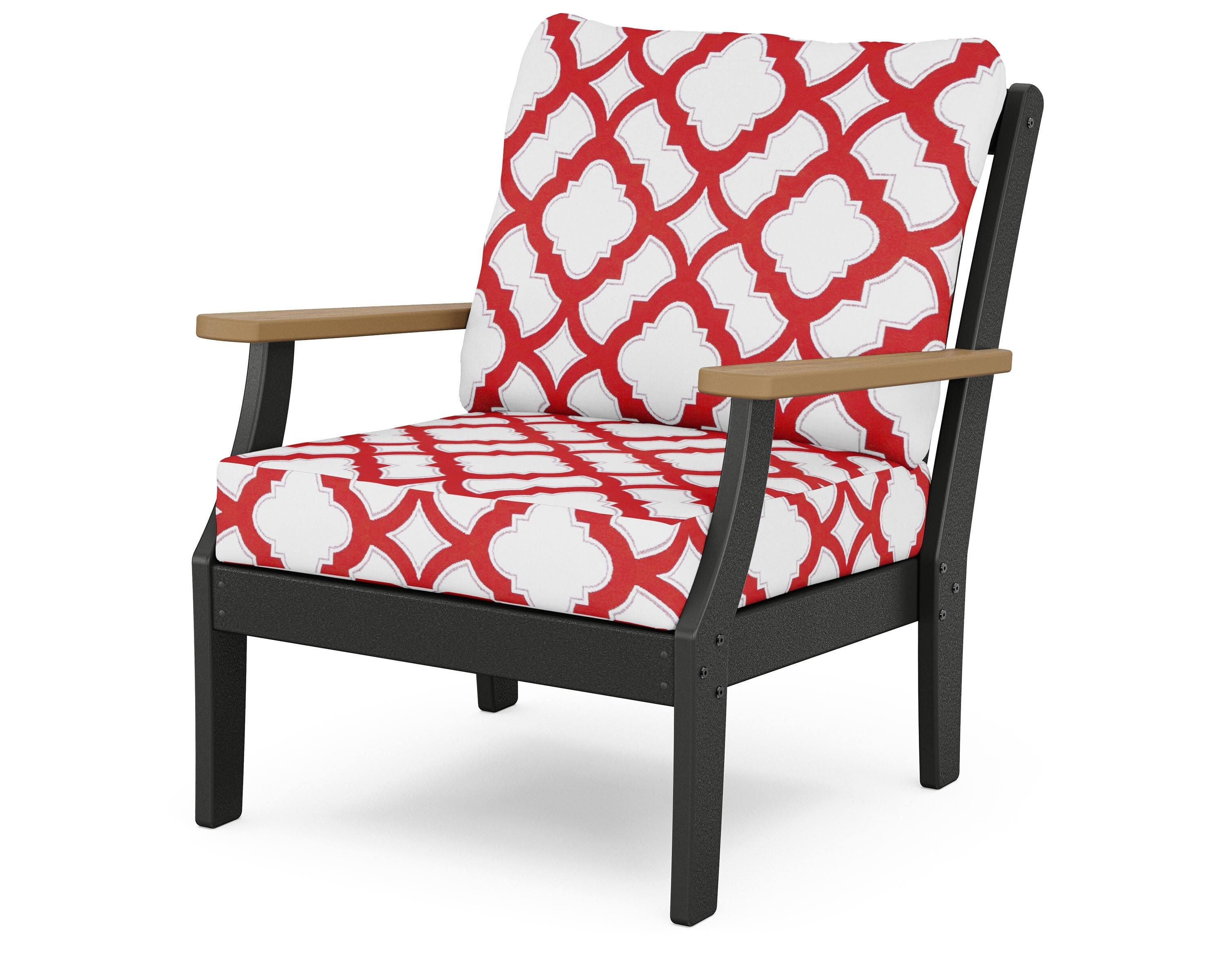 Braxton Deep Seating Chair in Black / Natural / Trellis Crimson