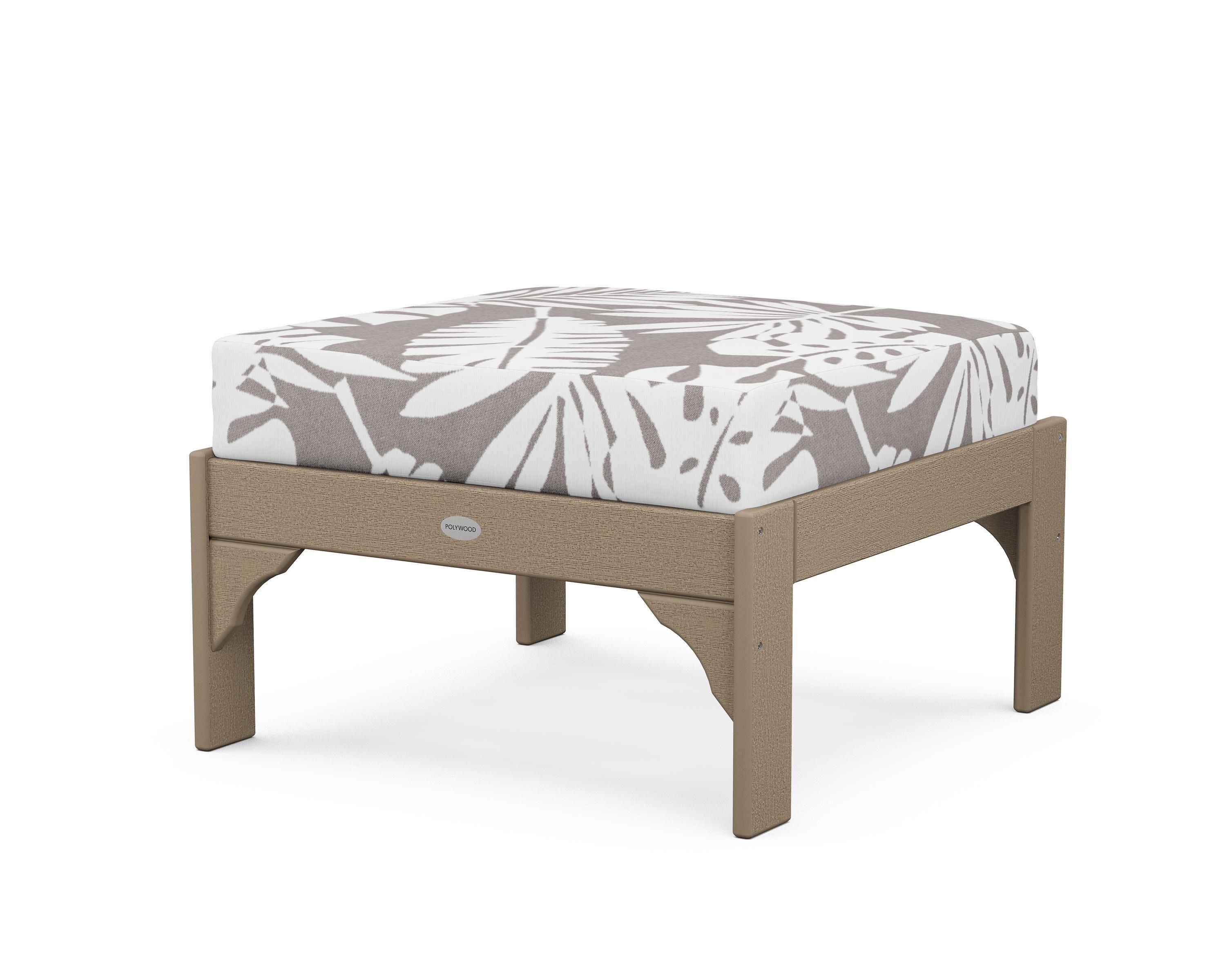 Vineyard Deep Seating Ottoman in Vintage Sahara / Leaf Grey Mist