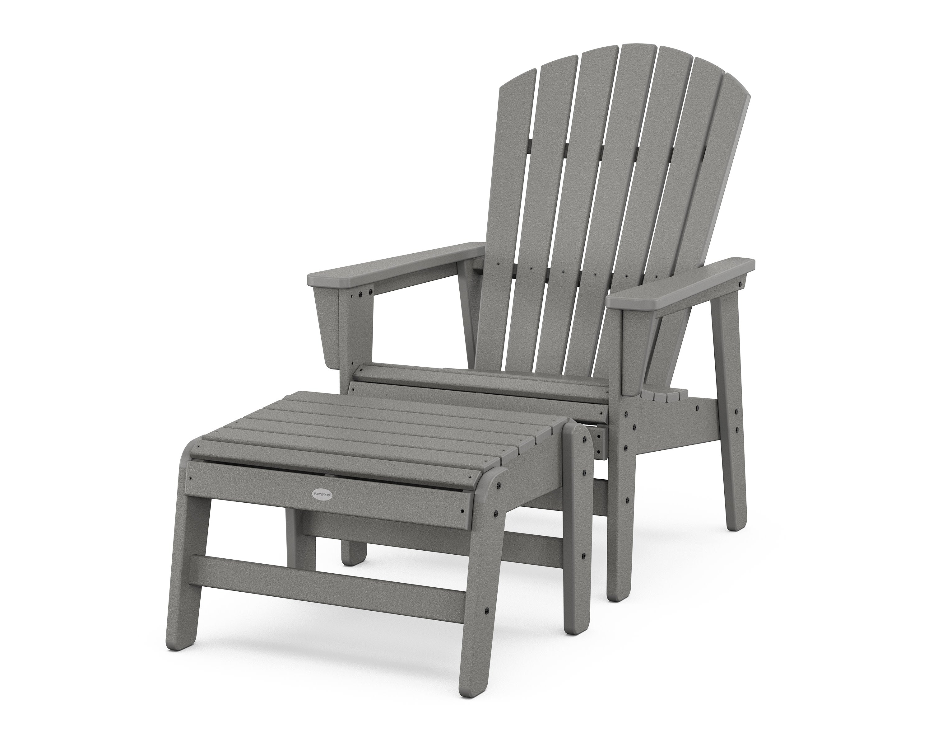Nautical Grand Upright Adirondack Chair with Ottoman in Slate Grey