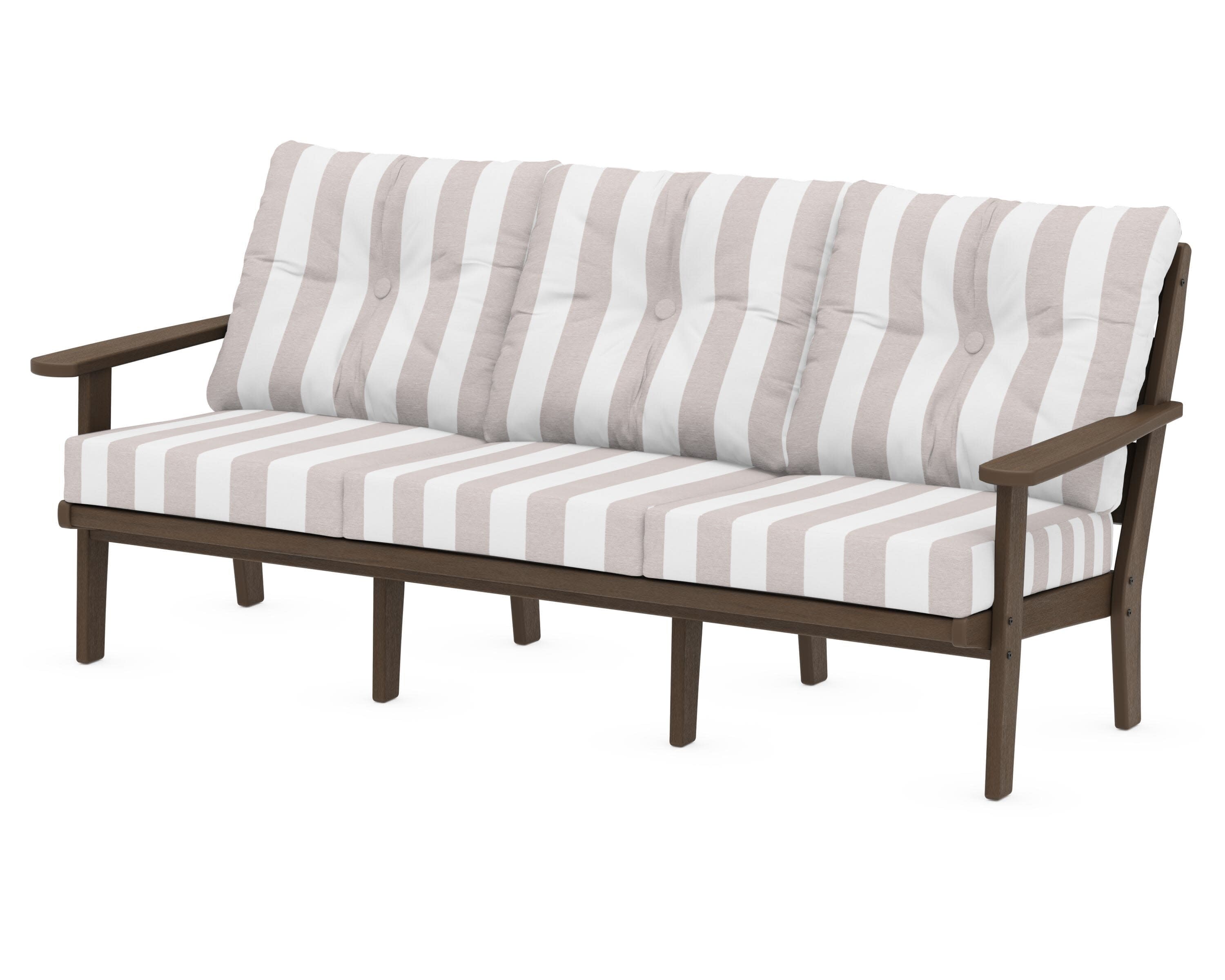 Lakeside Deep Seating Sofa in Kona / Cabana Stripe Dune Burlap