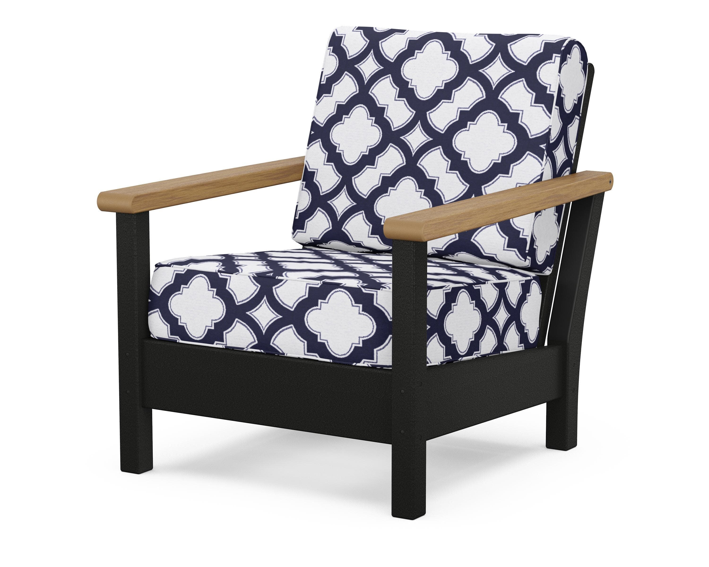 Harbour Deep Seating Chair in Black / Natural / Trellis Navy
