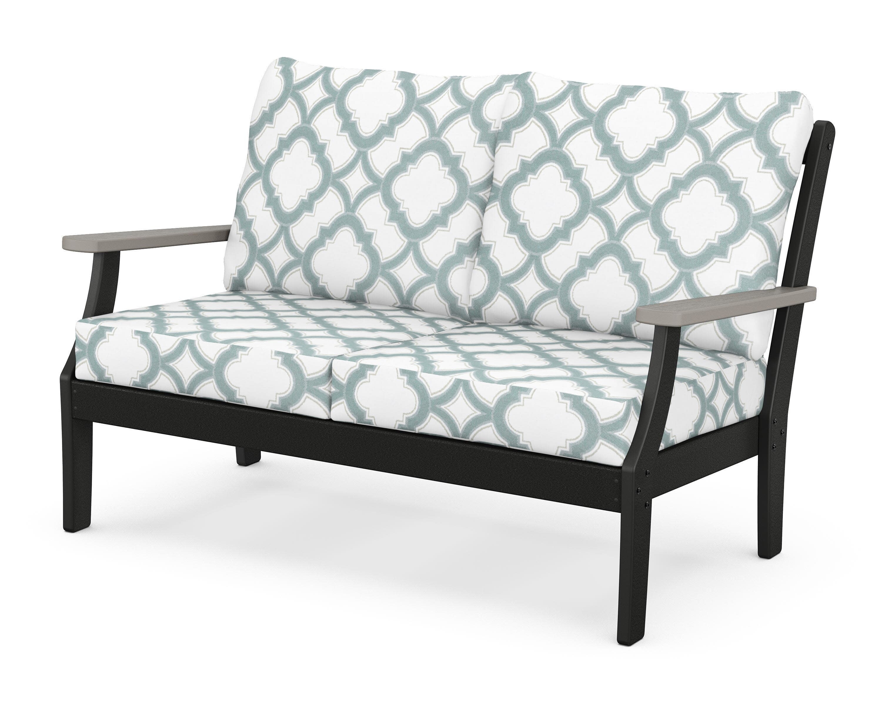 Braxton Deep Seating Loveseat in Black / Driftwood / Trellis Glacier Spa