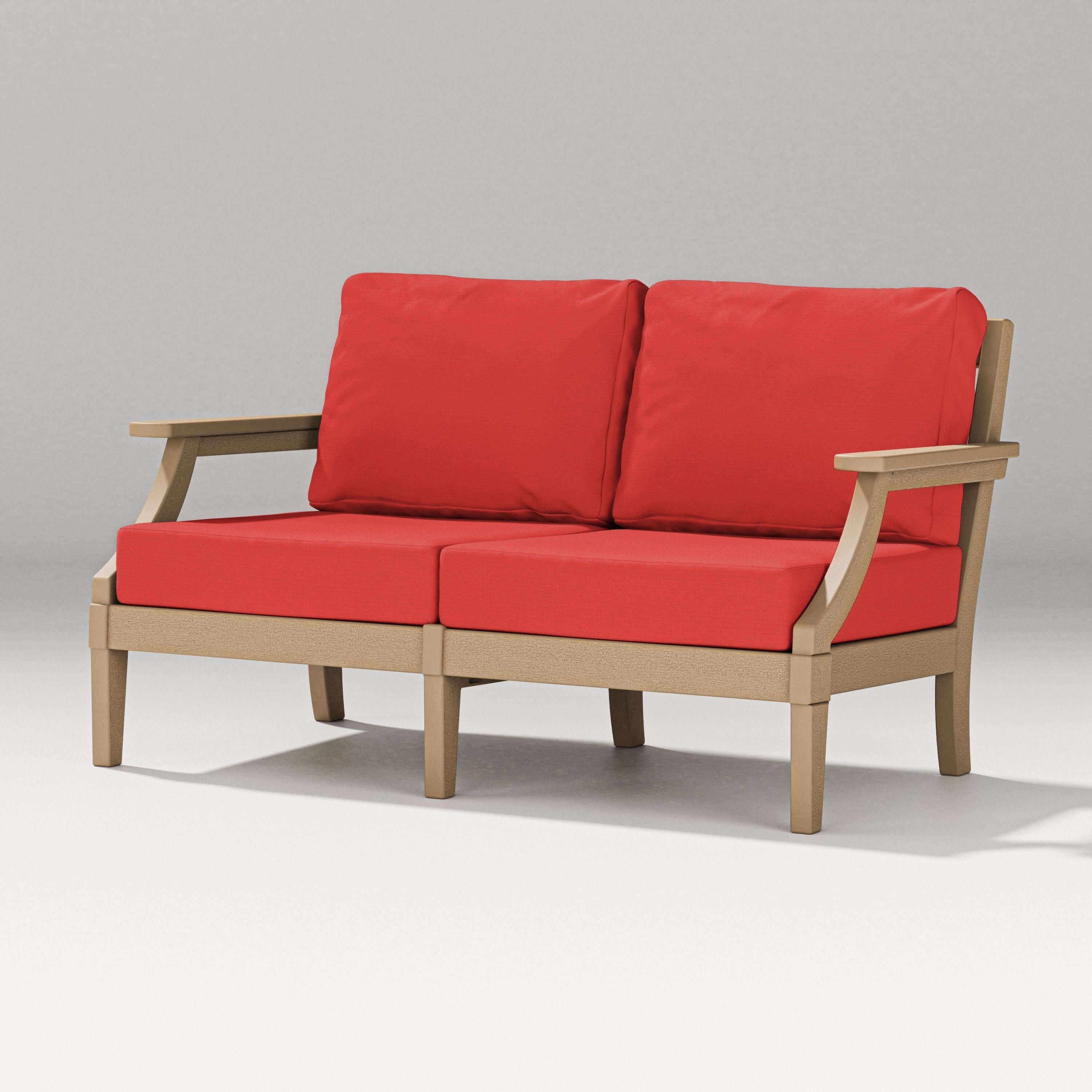 Estate Loveseat in Vintage Sahara / Crimson Linen