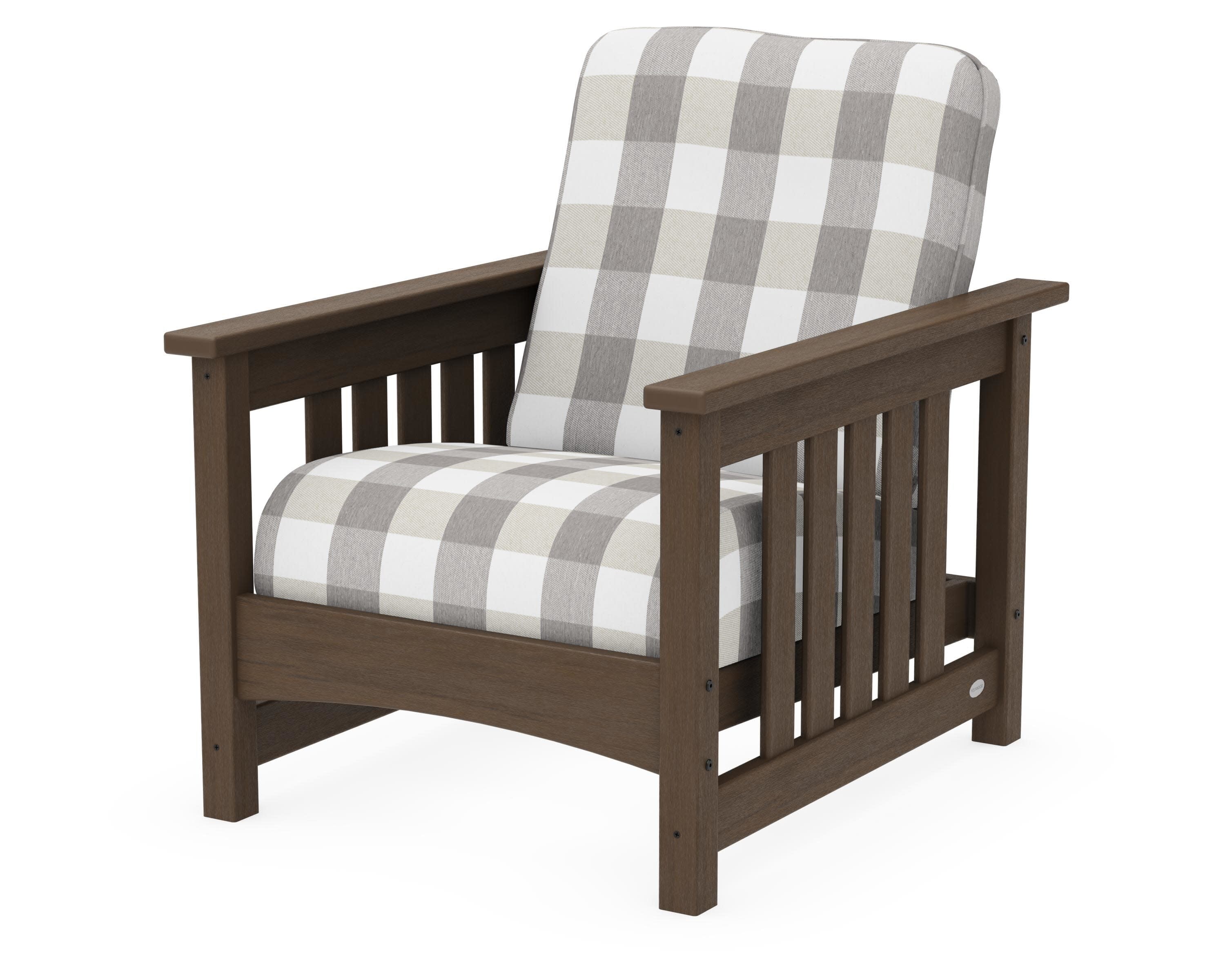Club Mission Chair in Kona / Buffalo Plaid Grey Mist