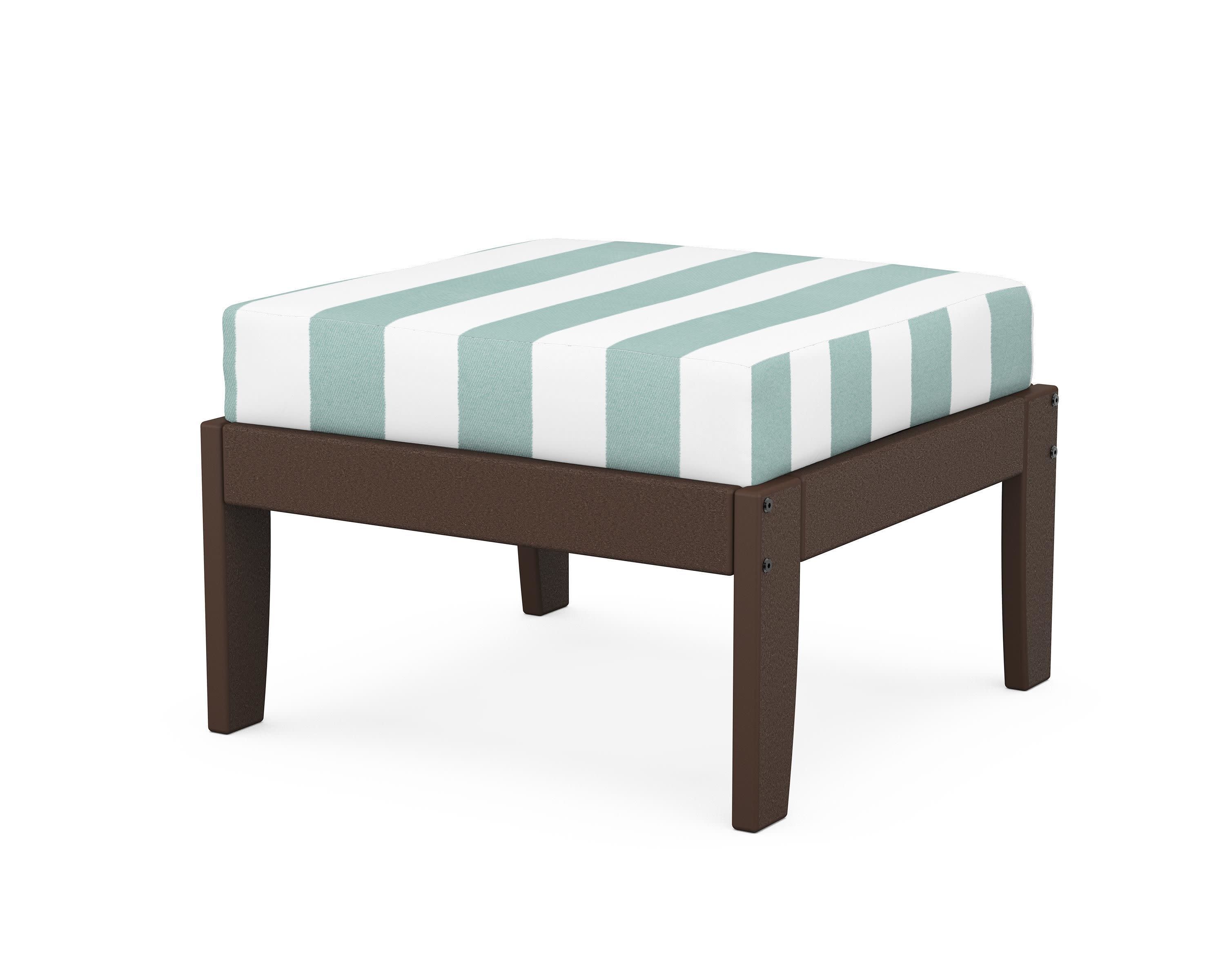 Modular Ottoman - Classic in Mahogany / Cabana Stripe Glacier Spa