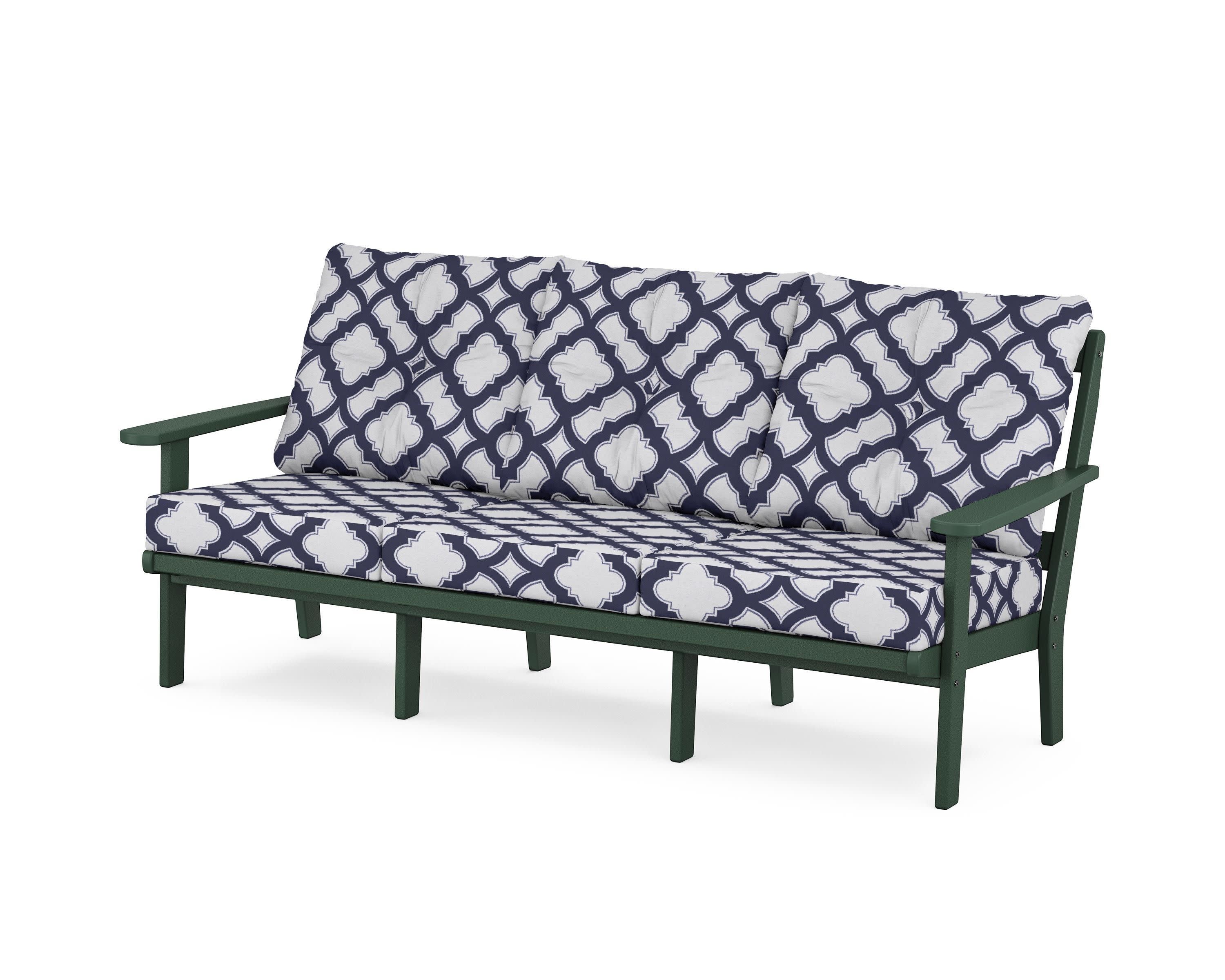 Mission Deep Seating Sofa in Green / Trellis Navy