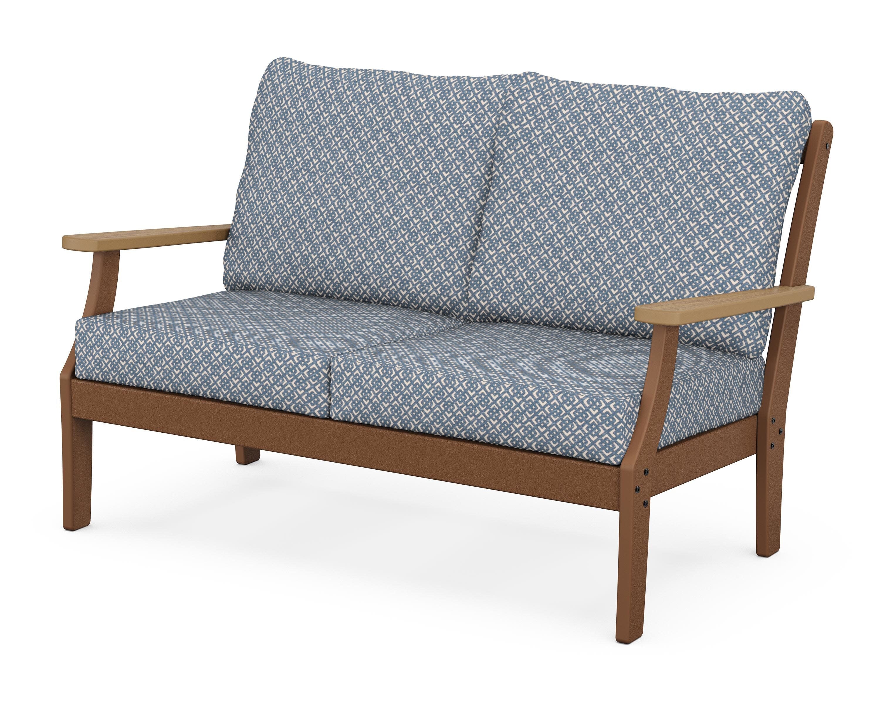 Braxton Deep Seating Loveseat in Teak / Natural / Hopscotch