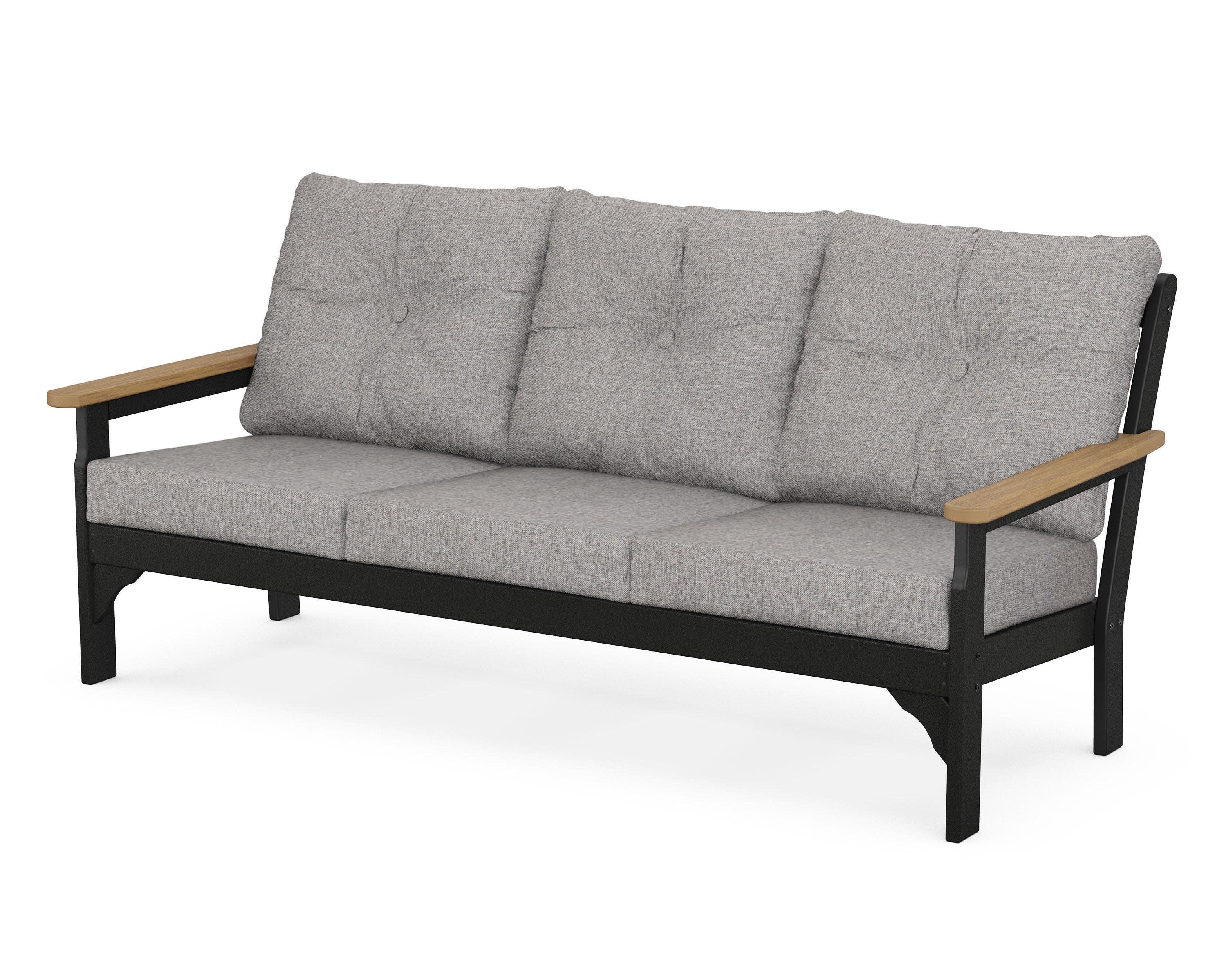 Vineyard Deep Seating Sofa in Black / Natural / Grey Mist