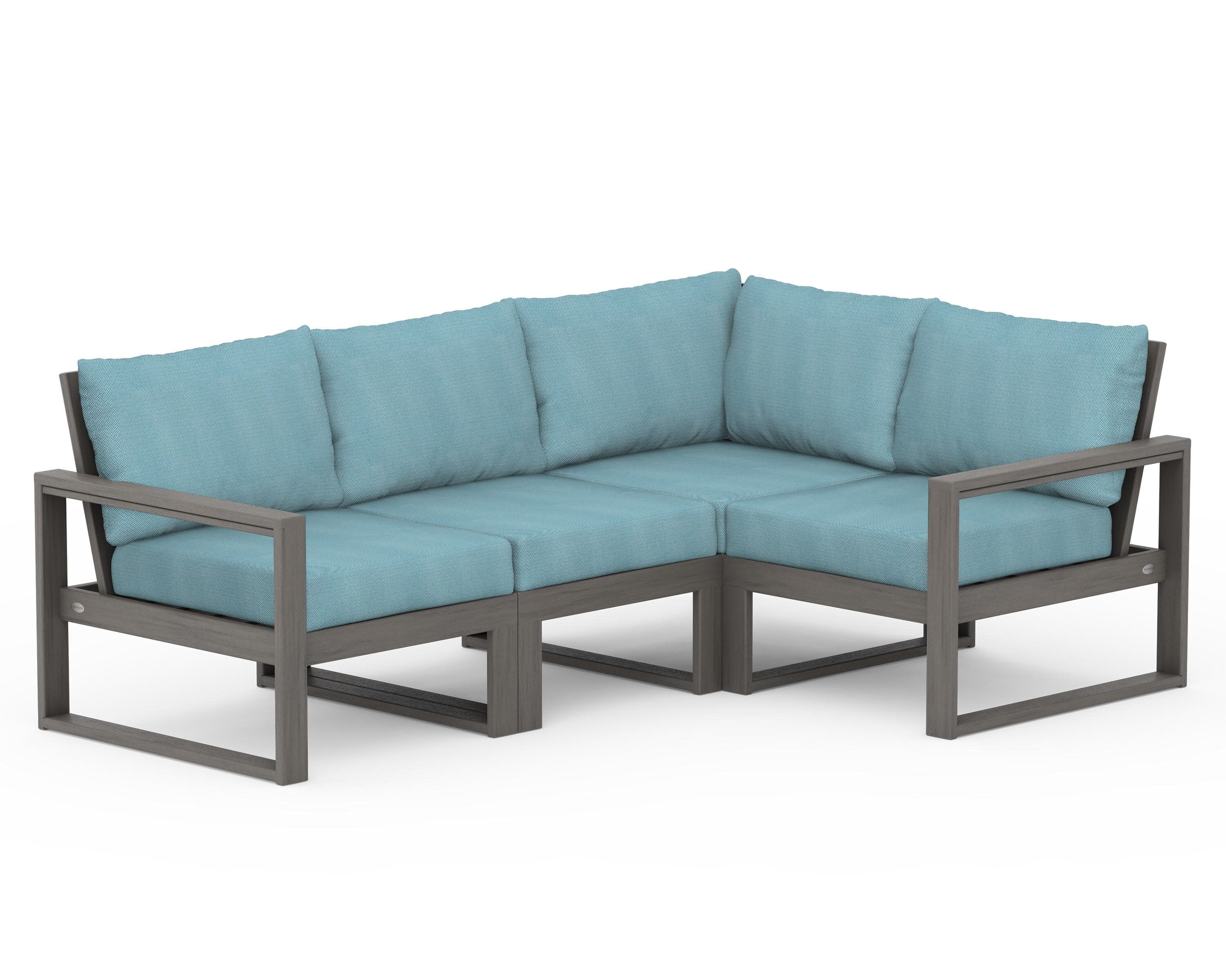 EDGE 4-Piece Modular Deep Seating Set in Driftwood / Lattice Sky Blue