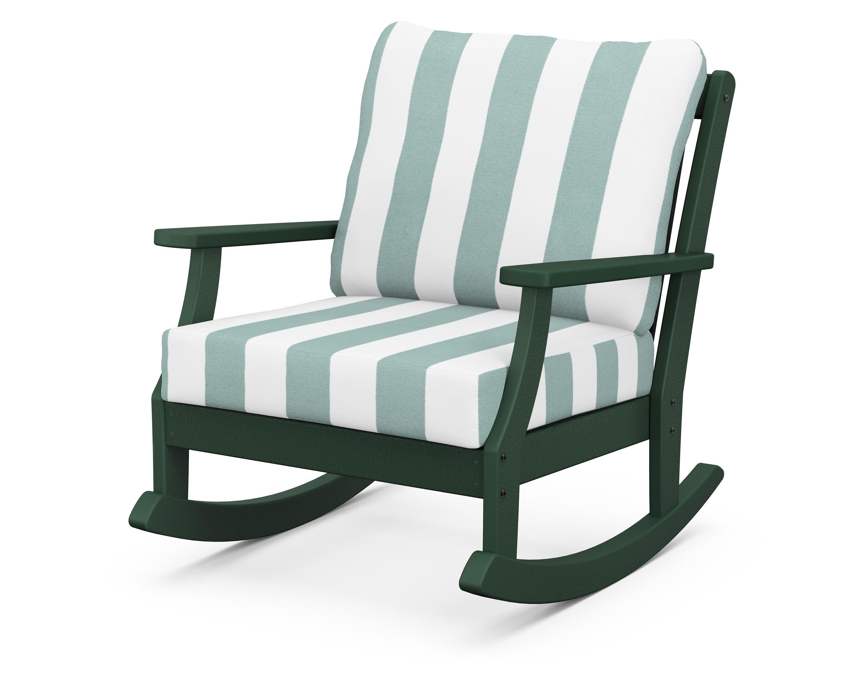 Braxton Deep Seating Rocking Chair in Green / Cabana Stripe Glacier Spa