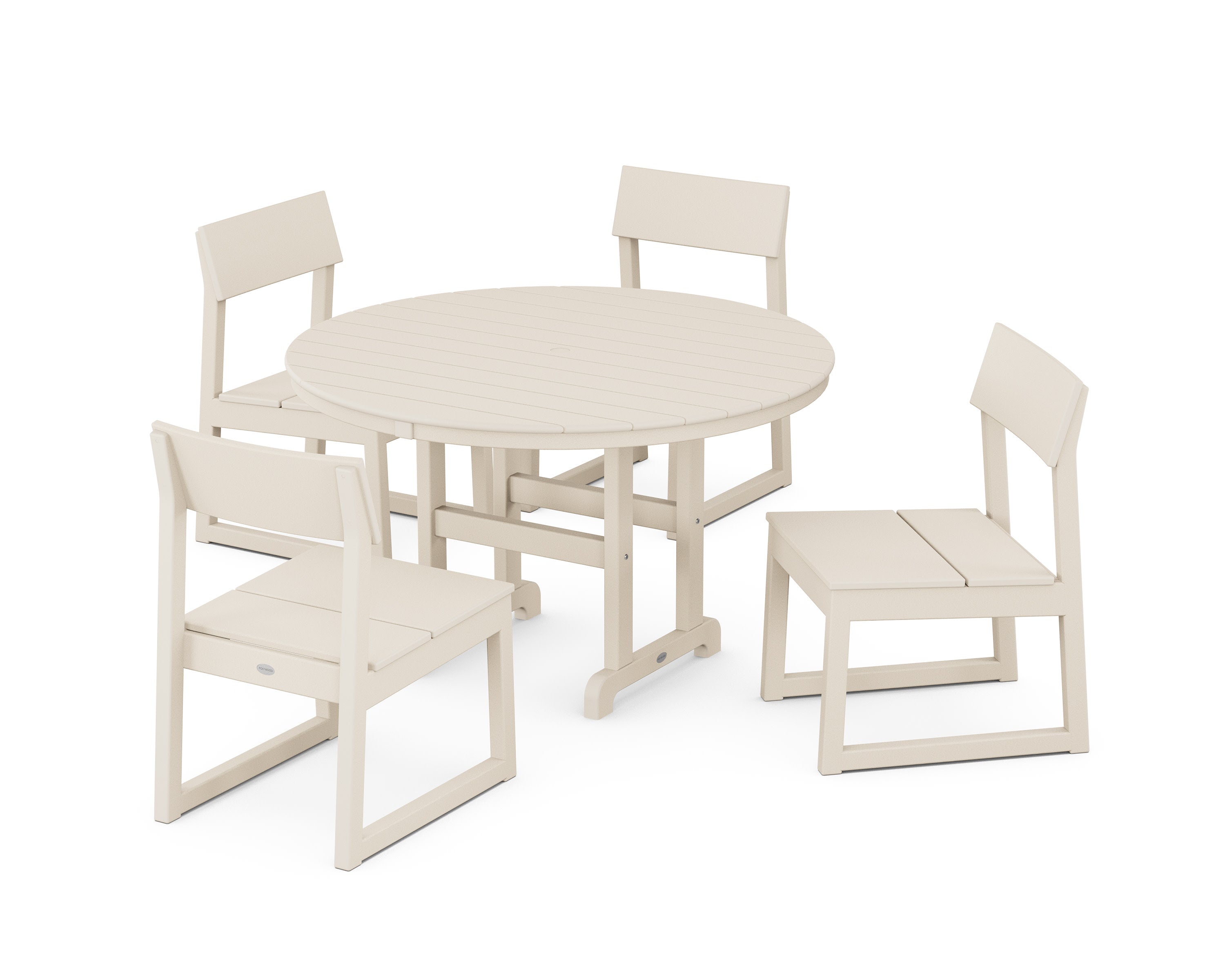 EDGE Side Chair 5-Piece Round Farmhouse Dining Set in Sand