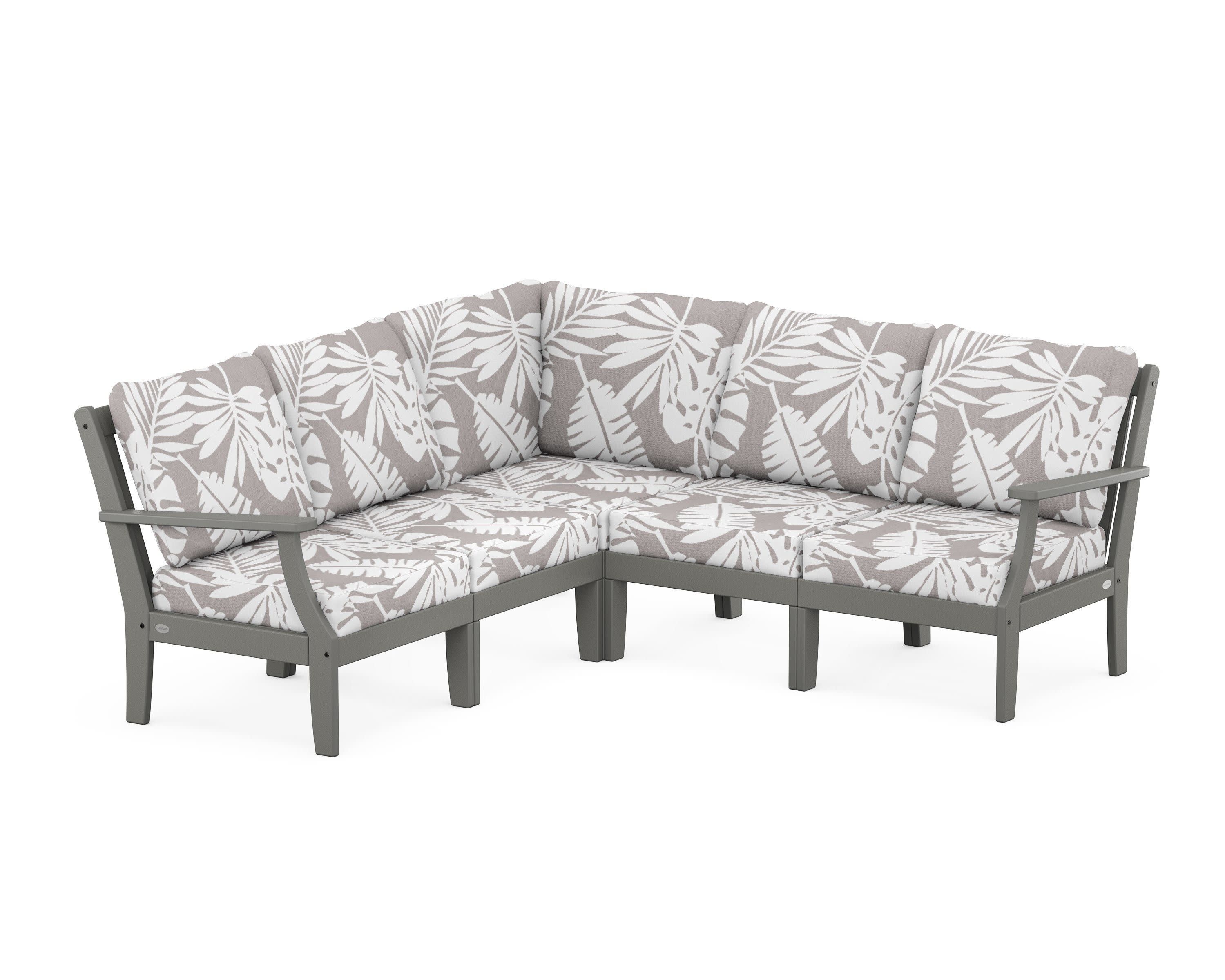 Braxton Modular 5-Piece Deep Seating Set in Slate Grey / Leaf Grey Mist