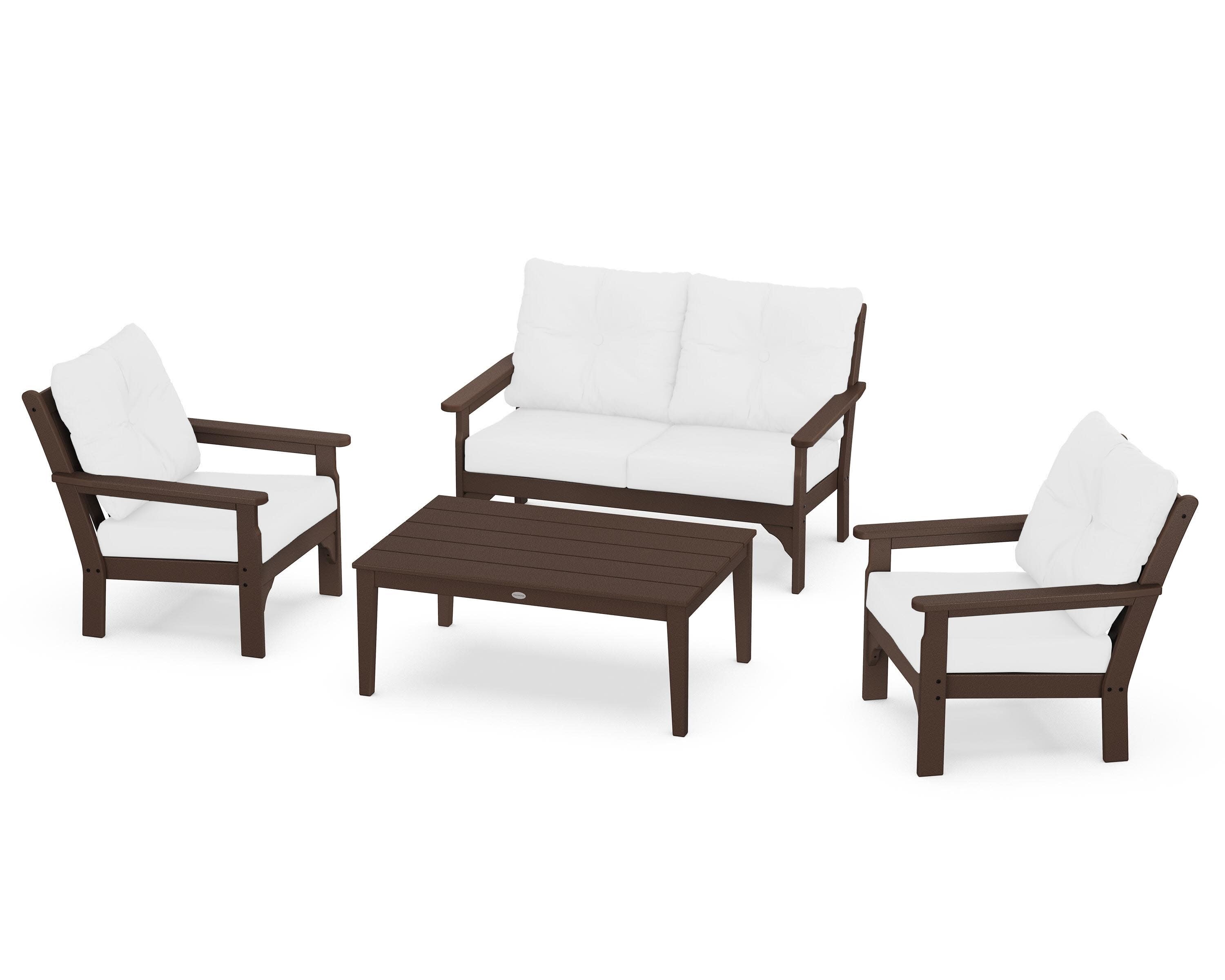 Vineyard 4-Piece Deep Seating Set in Mahogany / Natural