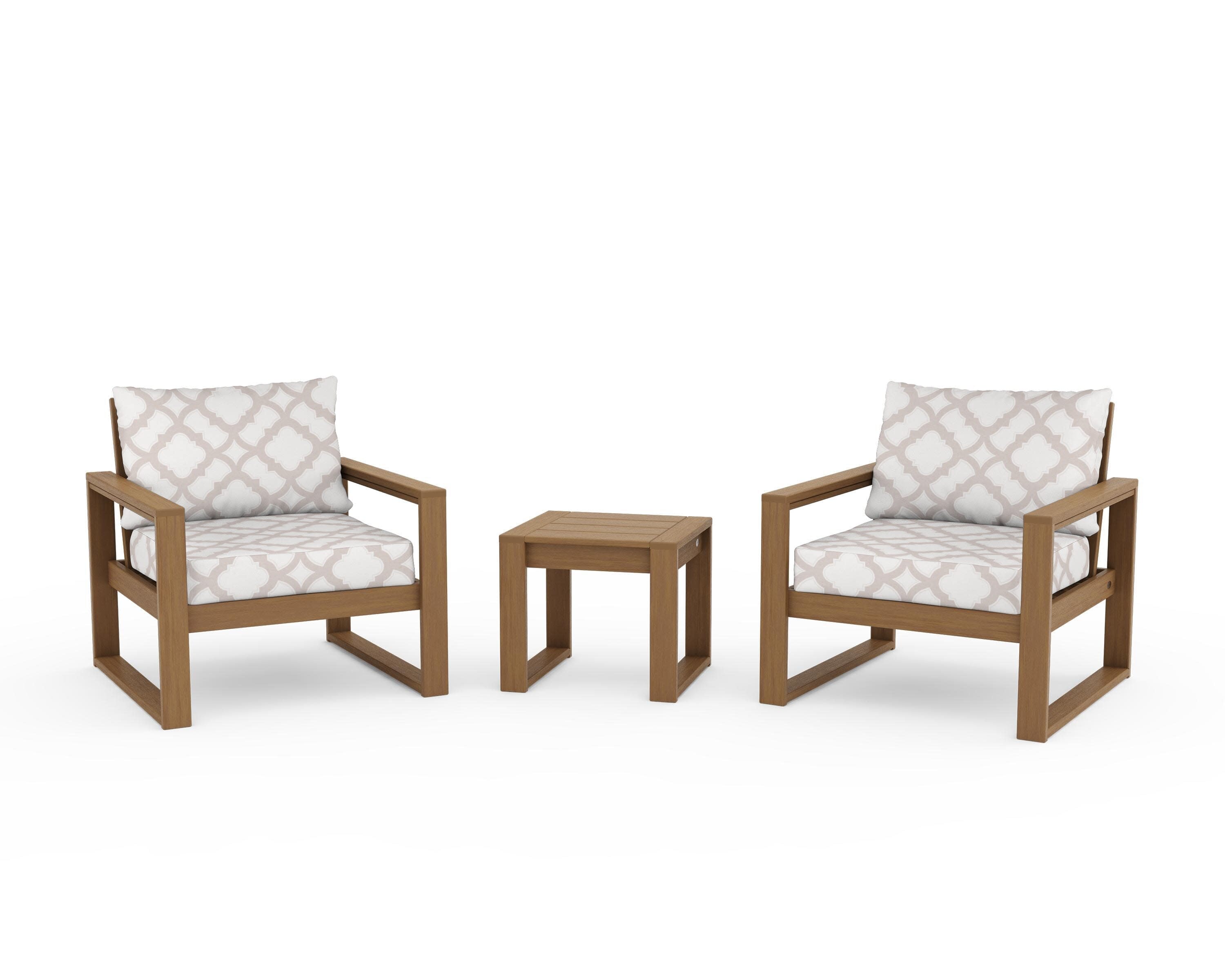 EDGE Sectional 3-Piece Deep Seating Set in Natural / Trellis Dune Burlap