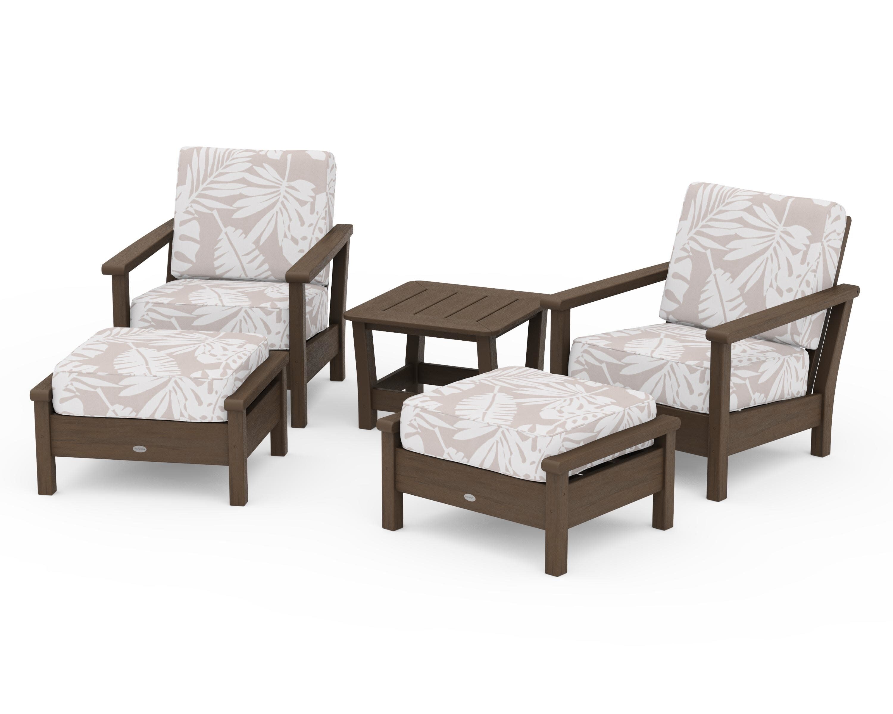 Harbour 5-Piece Deep Seating Chair Set in Kona / Leaf Dune Burlap