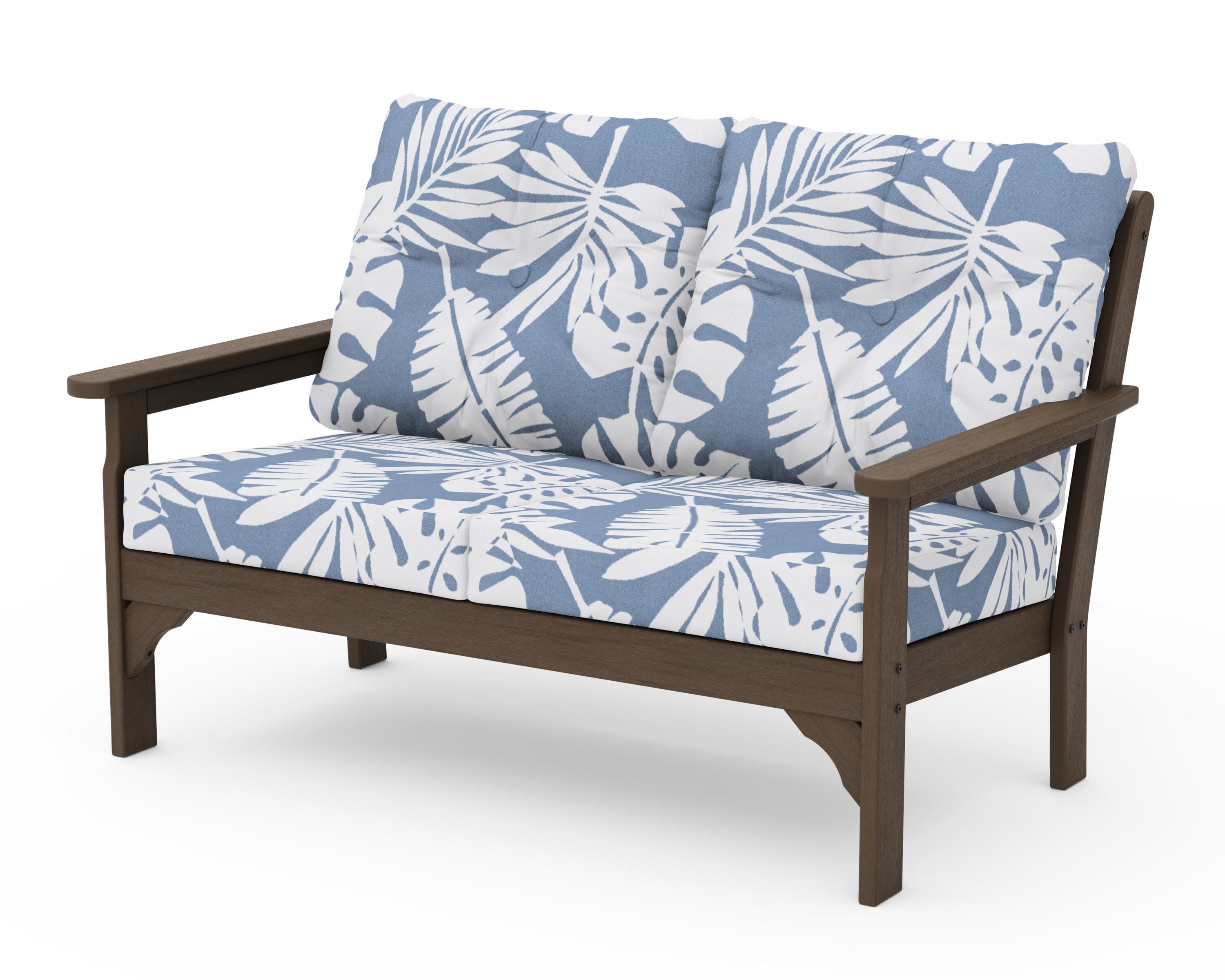 Vineyard Deep Seating Loveseat in Kona / Leaf Sky Blue