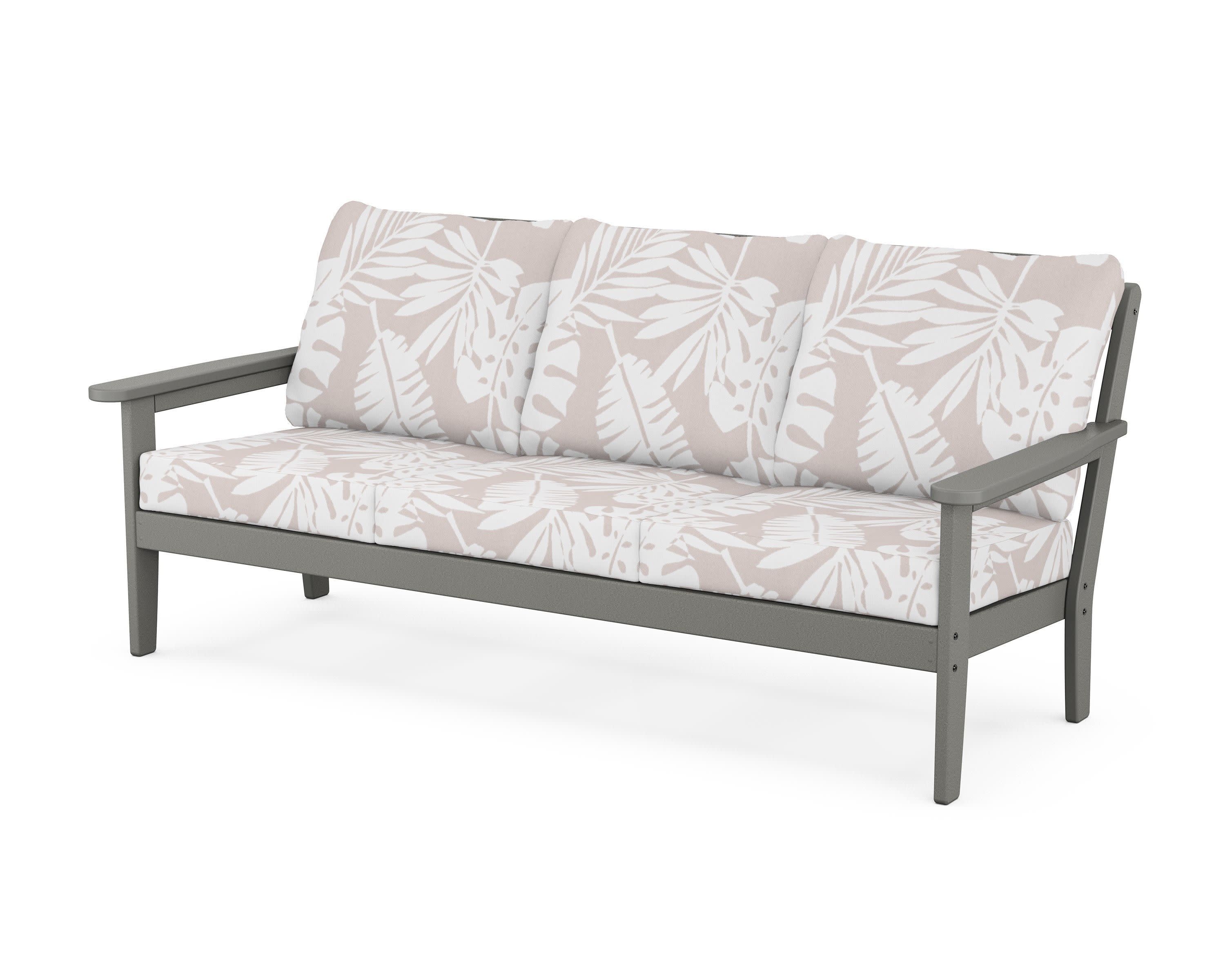 Cottage Deep Seating Sofa in Slate Grey / Leaf Dune Burlap