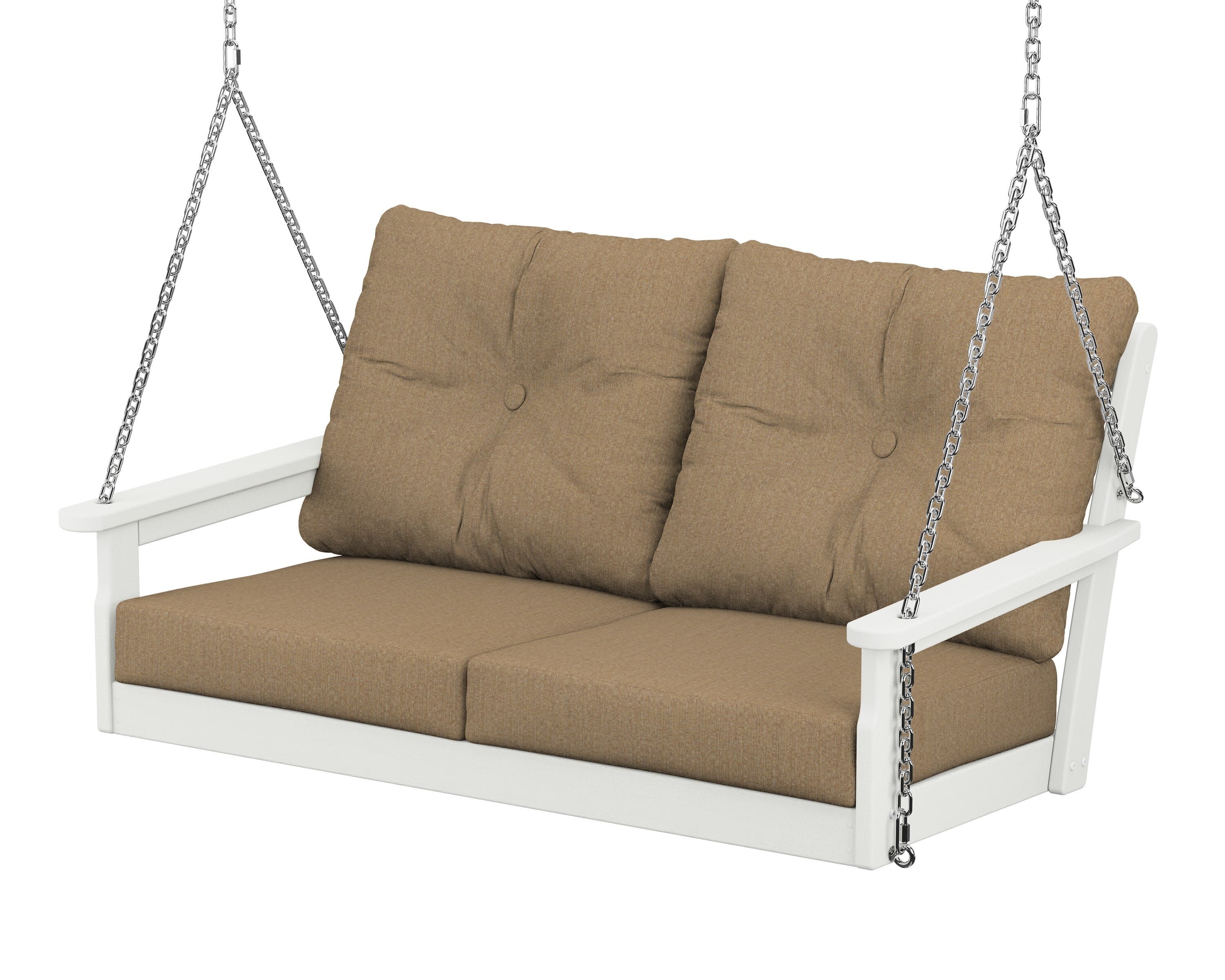 Vineyard Deep Seating Swing in Vintage White / Sesame