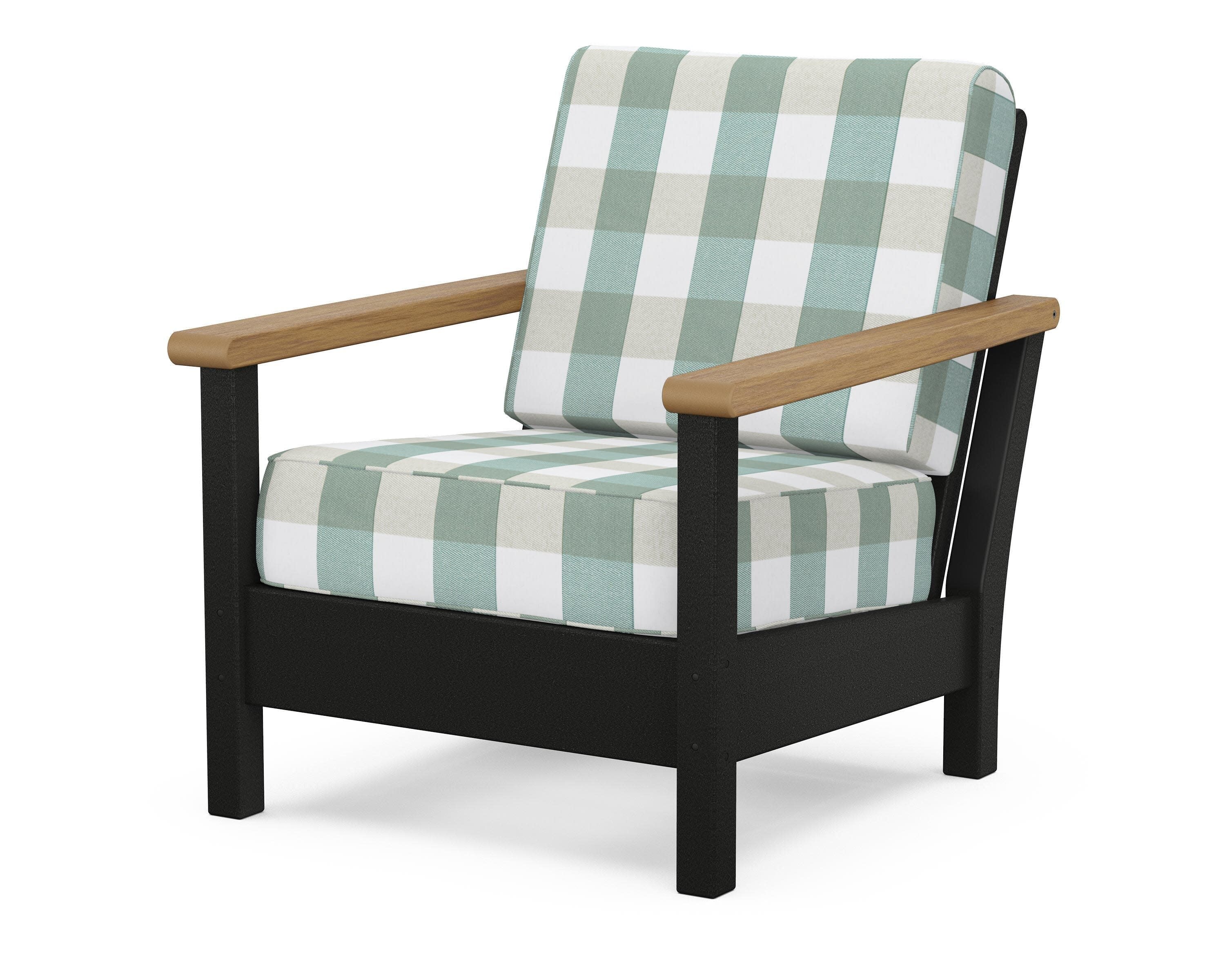 Harbour Deep Seating Chair in Black / Natural / Buffalo Plaid Glacier Spa