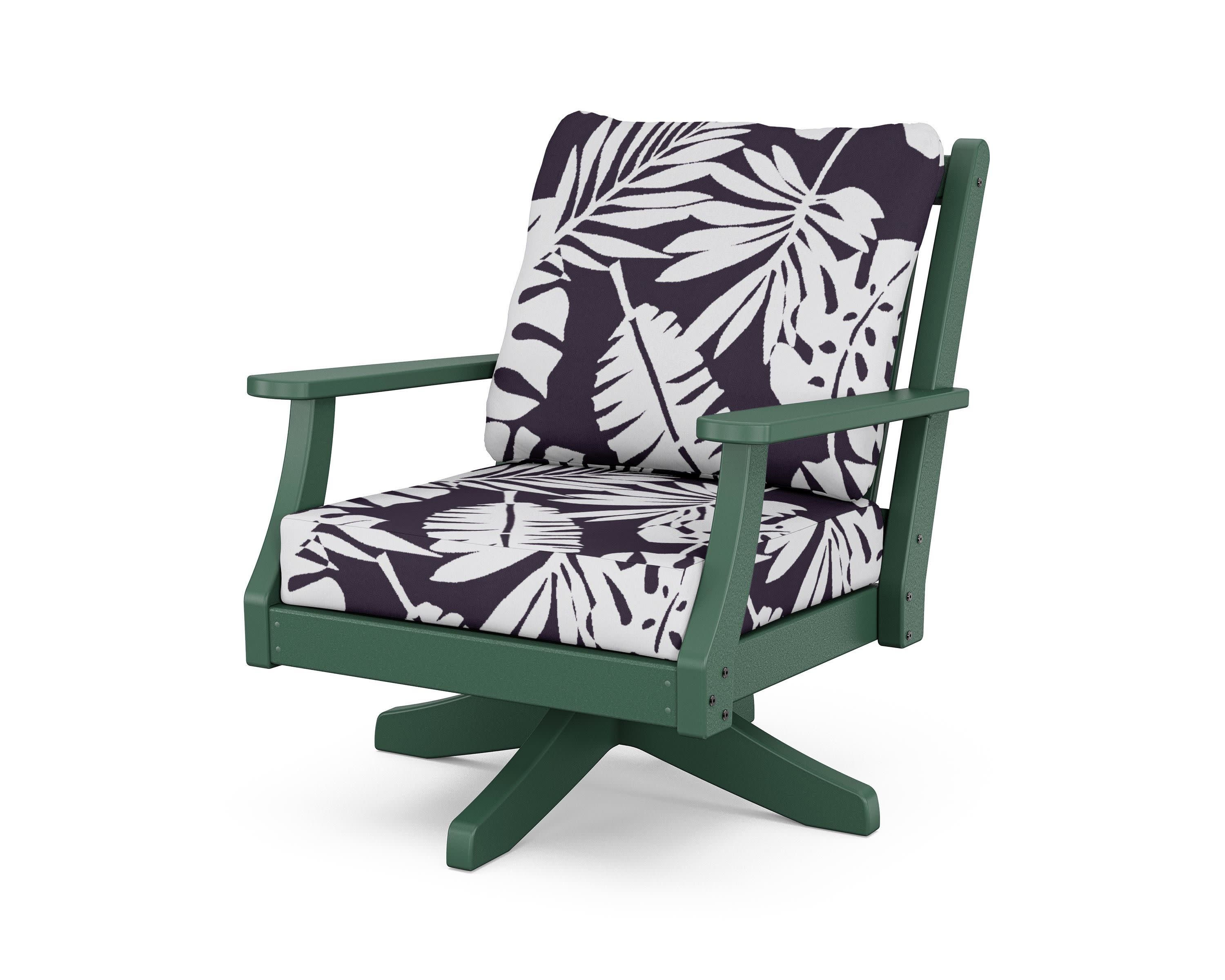 Wovendale Deep Seating Swivel Chair in Green / Leaf Navy