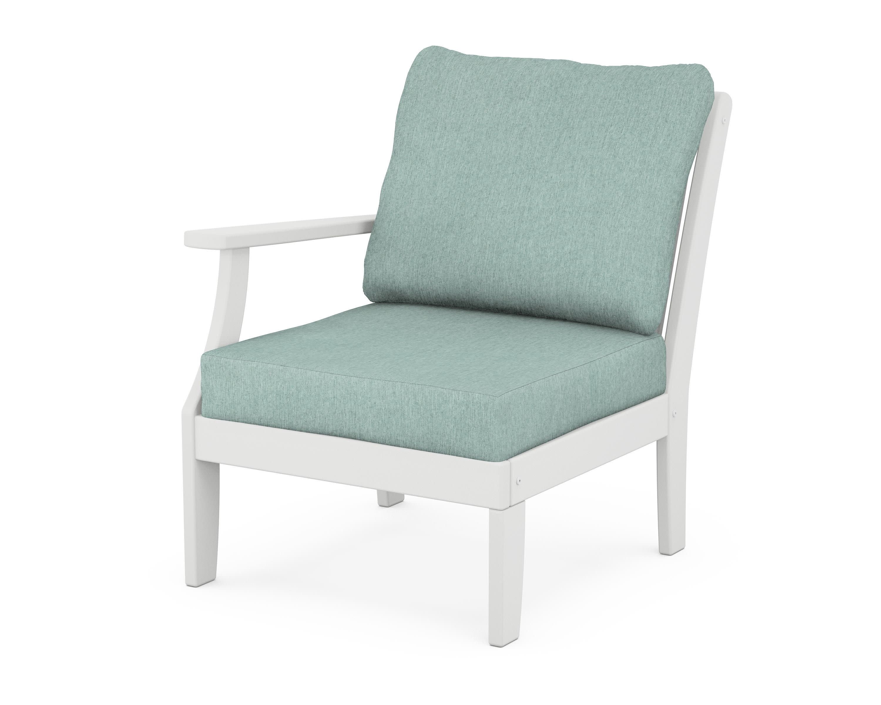 Braxton Modular Left Arm Chair in White / Glacier Spa