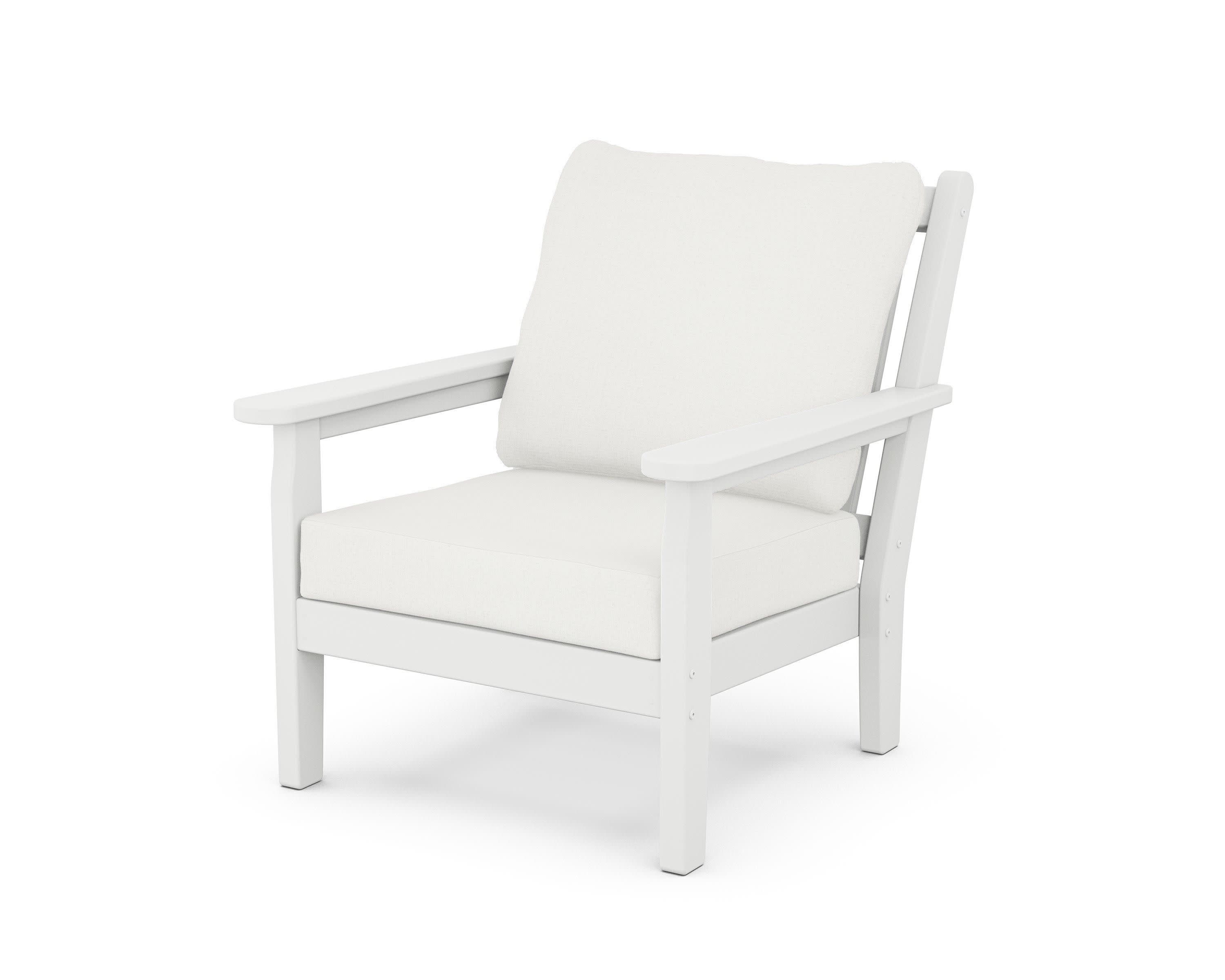 Chippendale Deep Seating Chair in White / Natural Linen