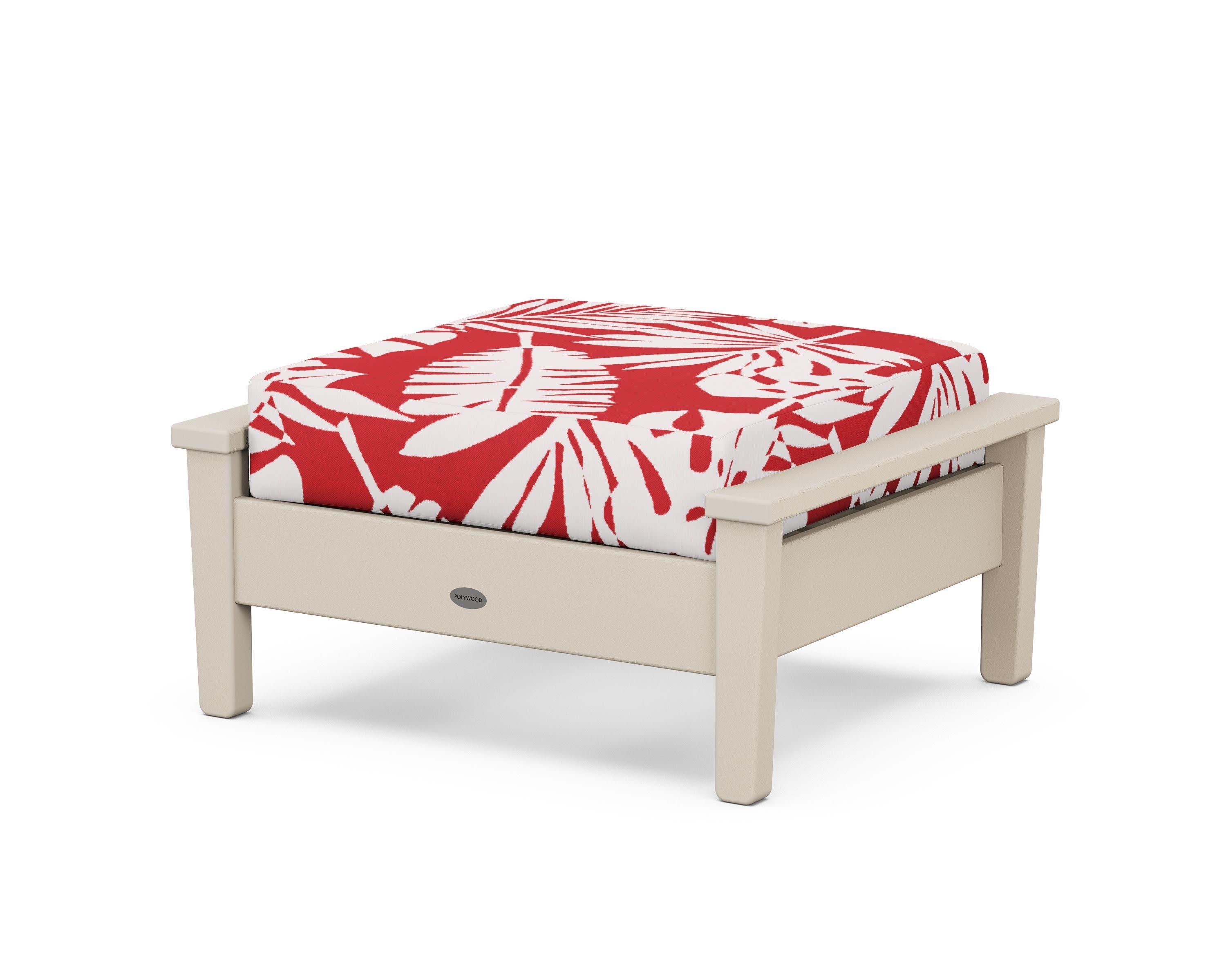 Prescott Deep Seating Ottoman in Sand / Leaf Crimson