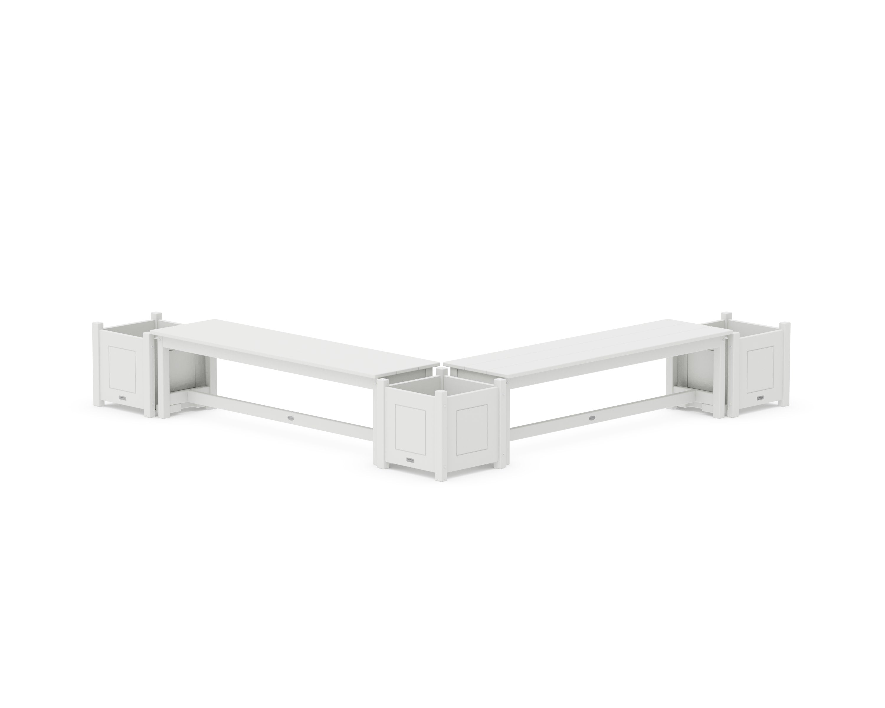 60" Country Living L- Shaped Planter Bench Corner Set in White