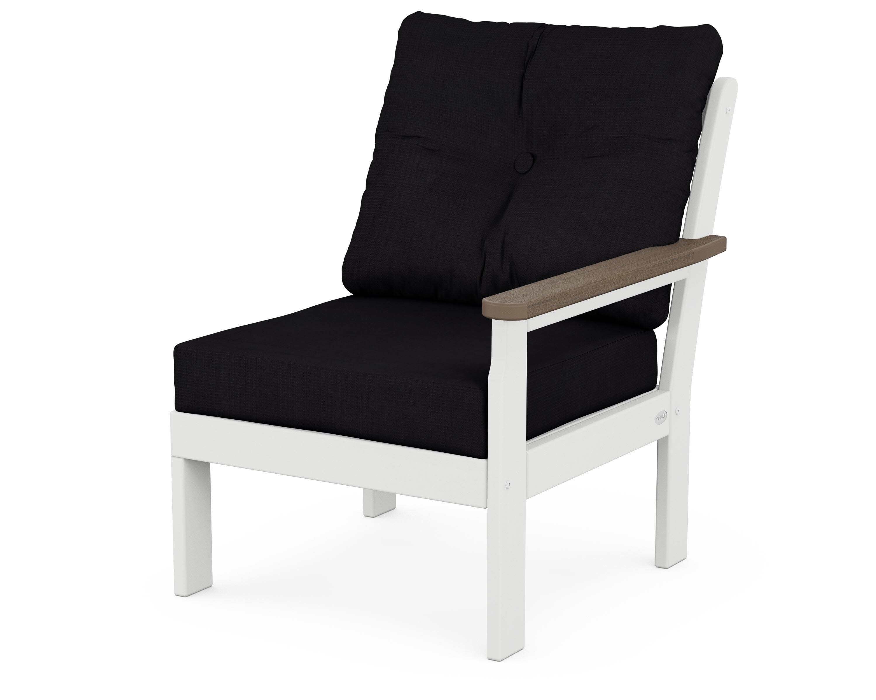 Vineyard Modular Right Arm Chair in White / Kona / Midnight Linen