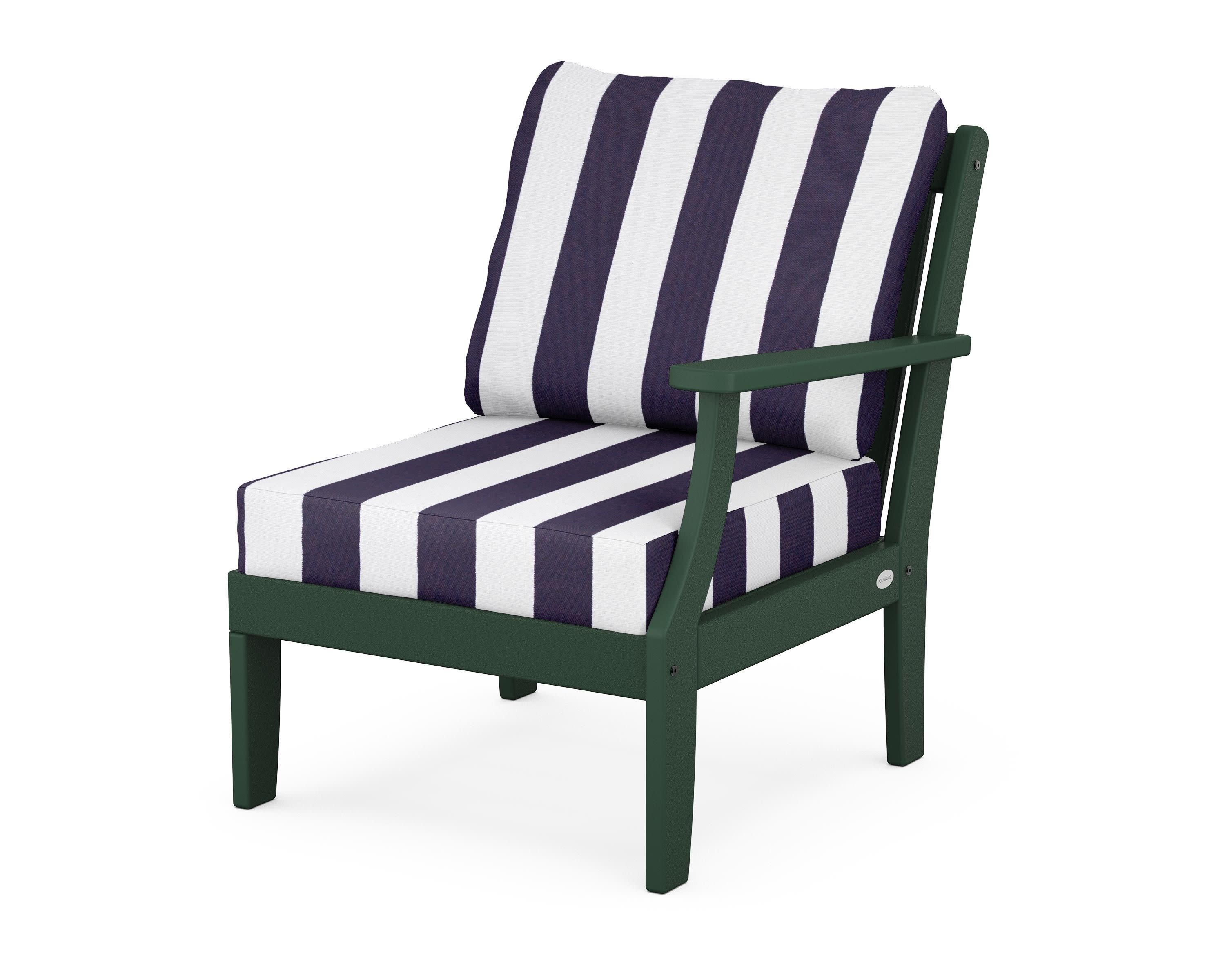 Braxton Modular Right Arm Chair in Green / Cabana Stripe Navy