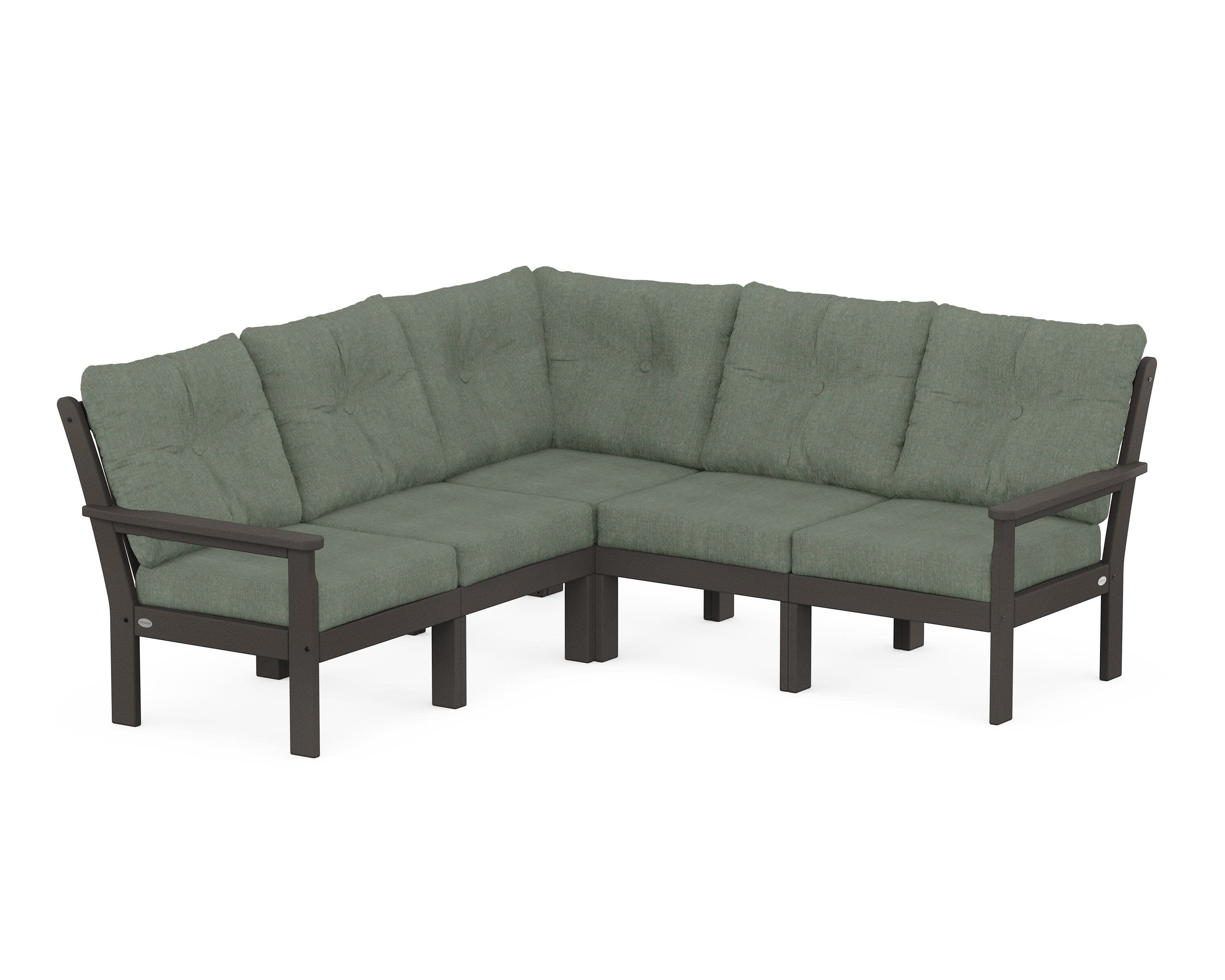 Vineyard 5-Piece Sectional in Vintage Coffee / Cast Sage