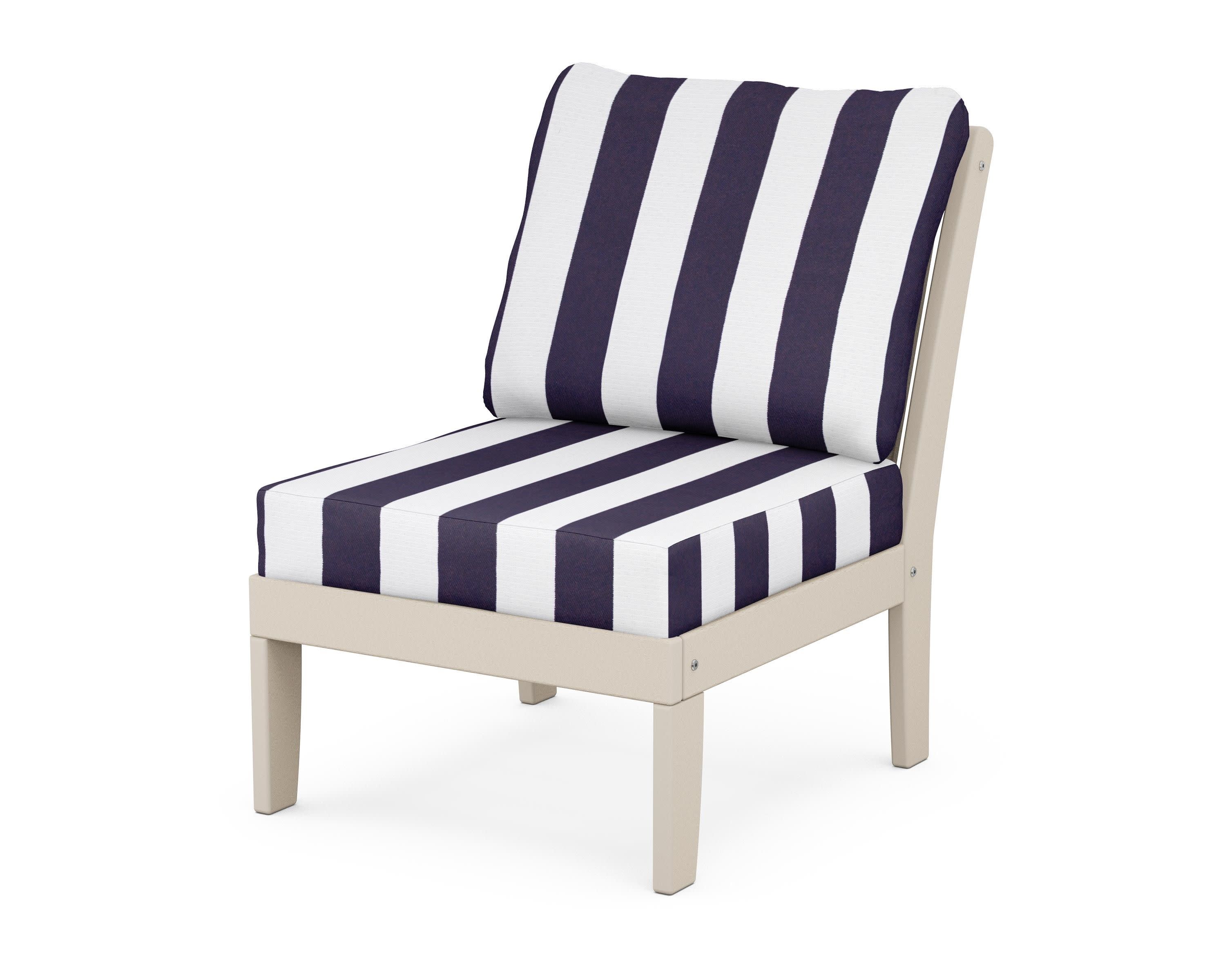 Braxton Modular Armless Chair in Sand / Cabana Stripe Navy