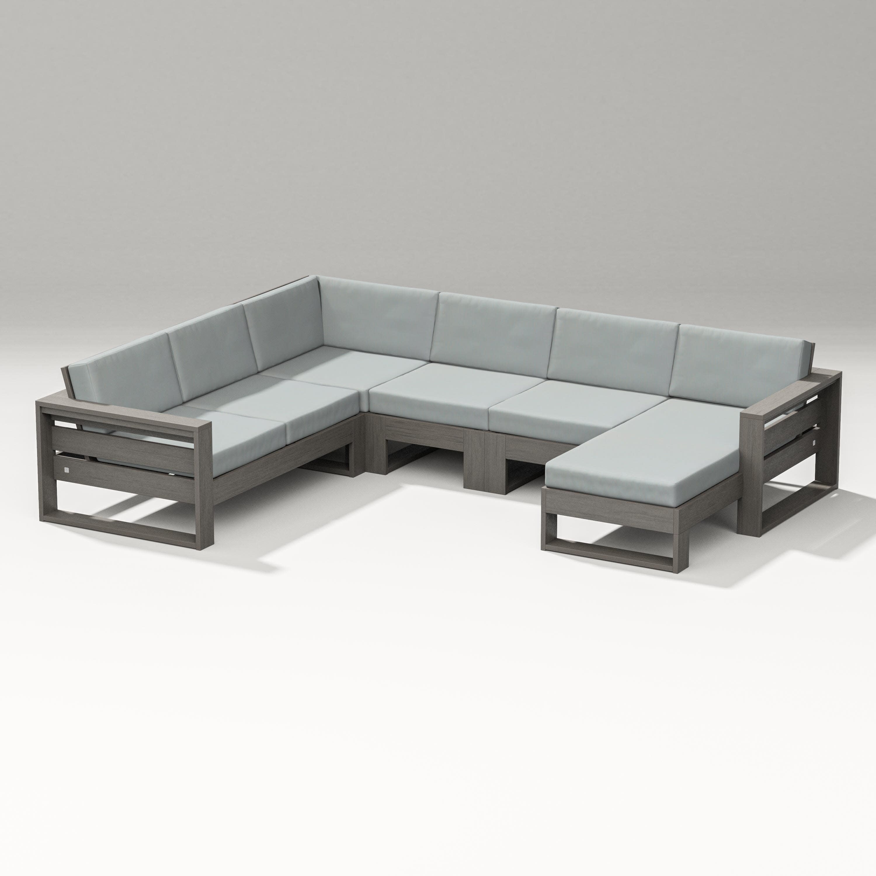 Latitude Corner Sectional with Right Chaise in Driftwood / Spa