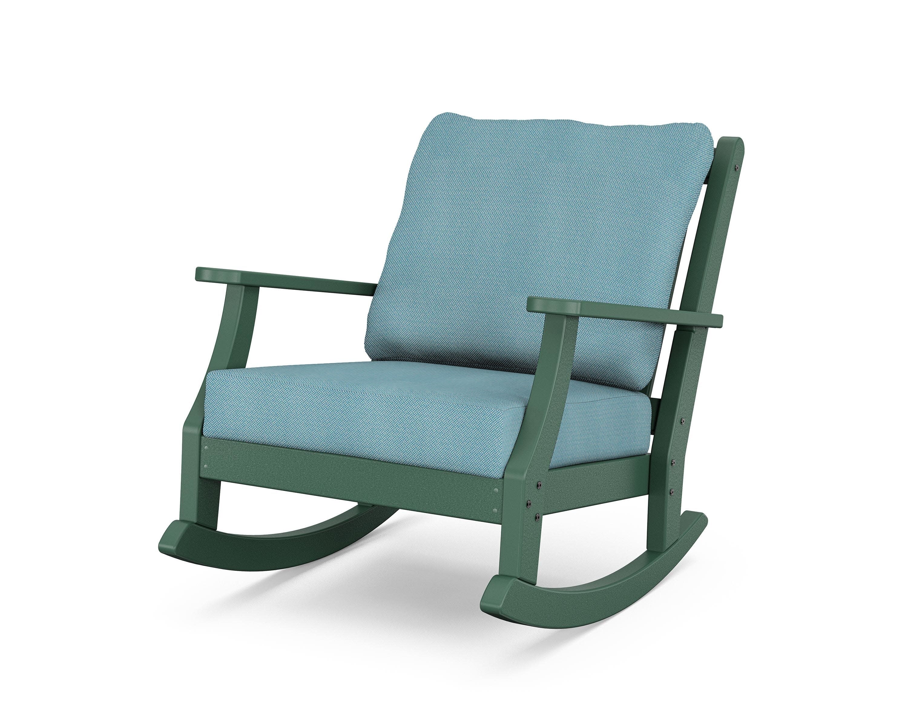 Wovendale Deep Seating Rocking Chair in Green / Lattice Sky Blue