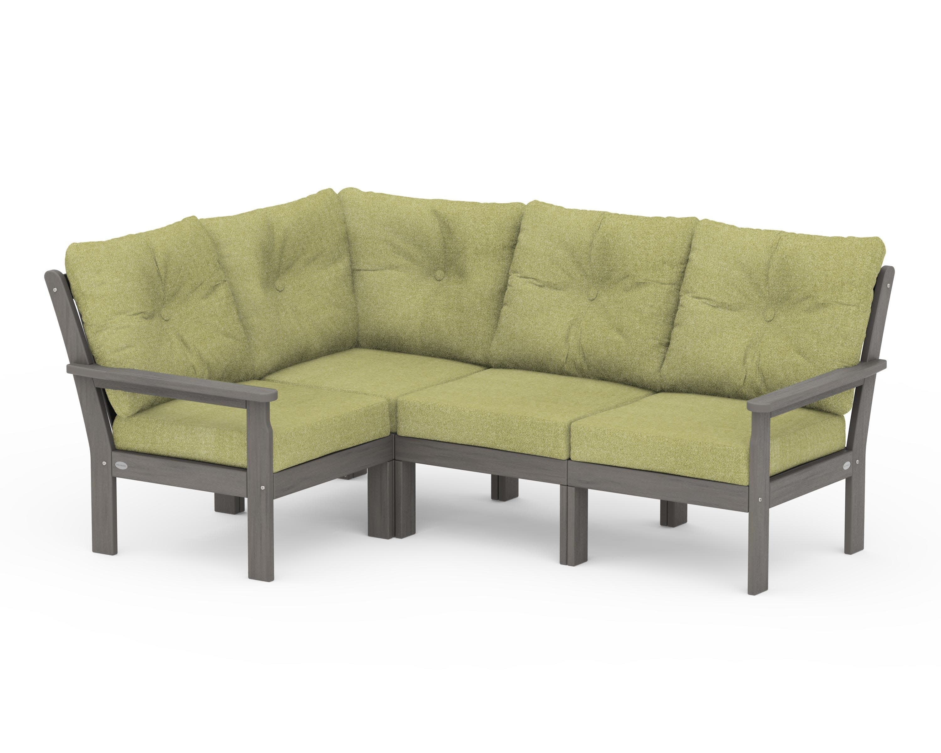 Vineyard 4-Piece Sectional in Driftwood / Chartreuse Boucle