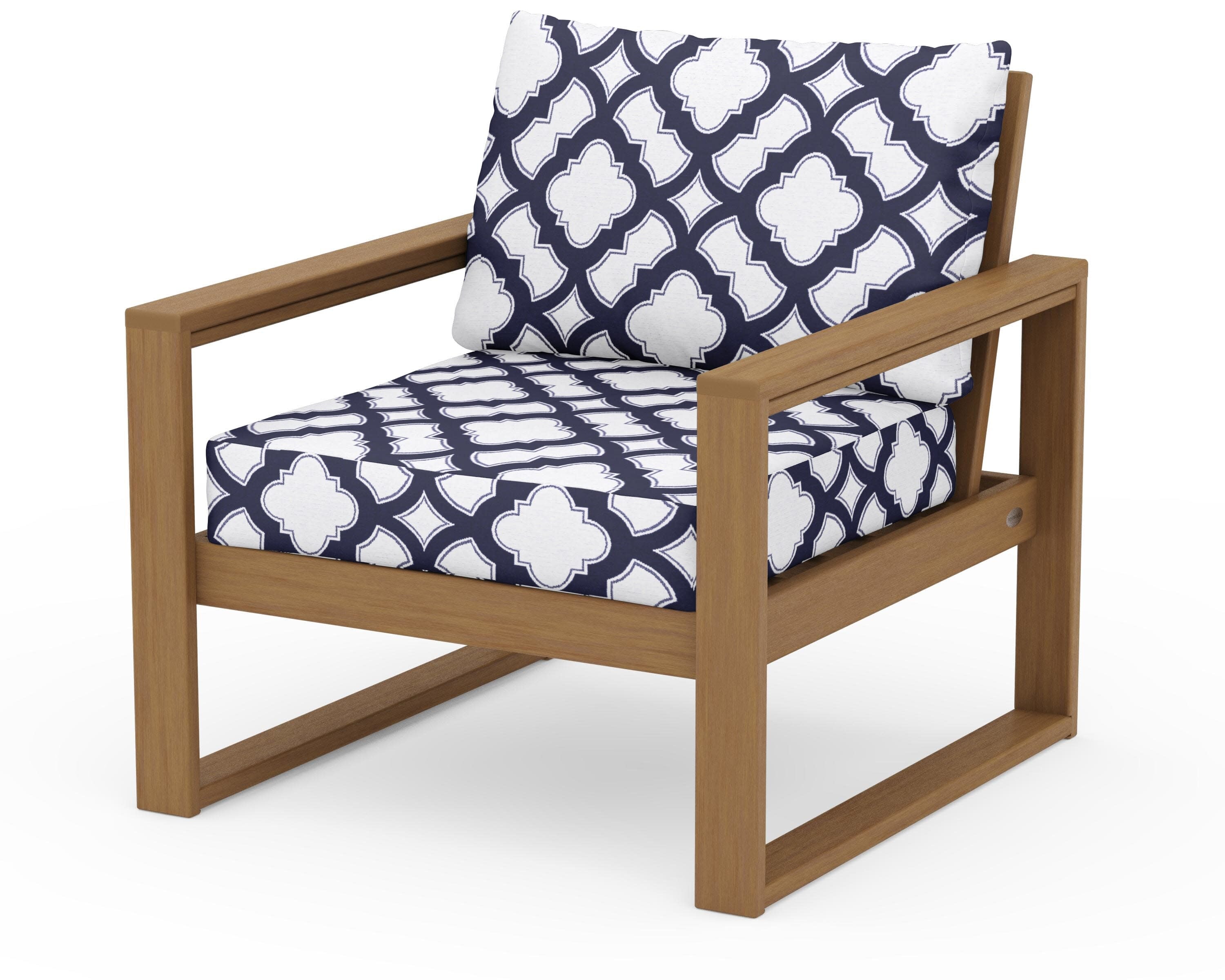 EDGE Club Chair in Natural / Trellis Navy