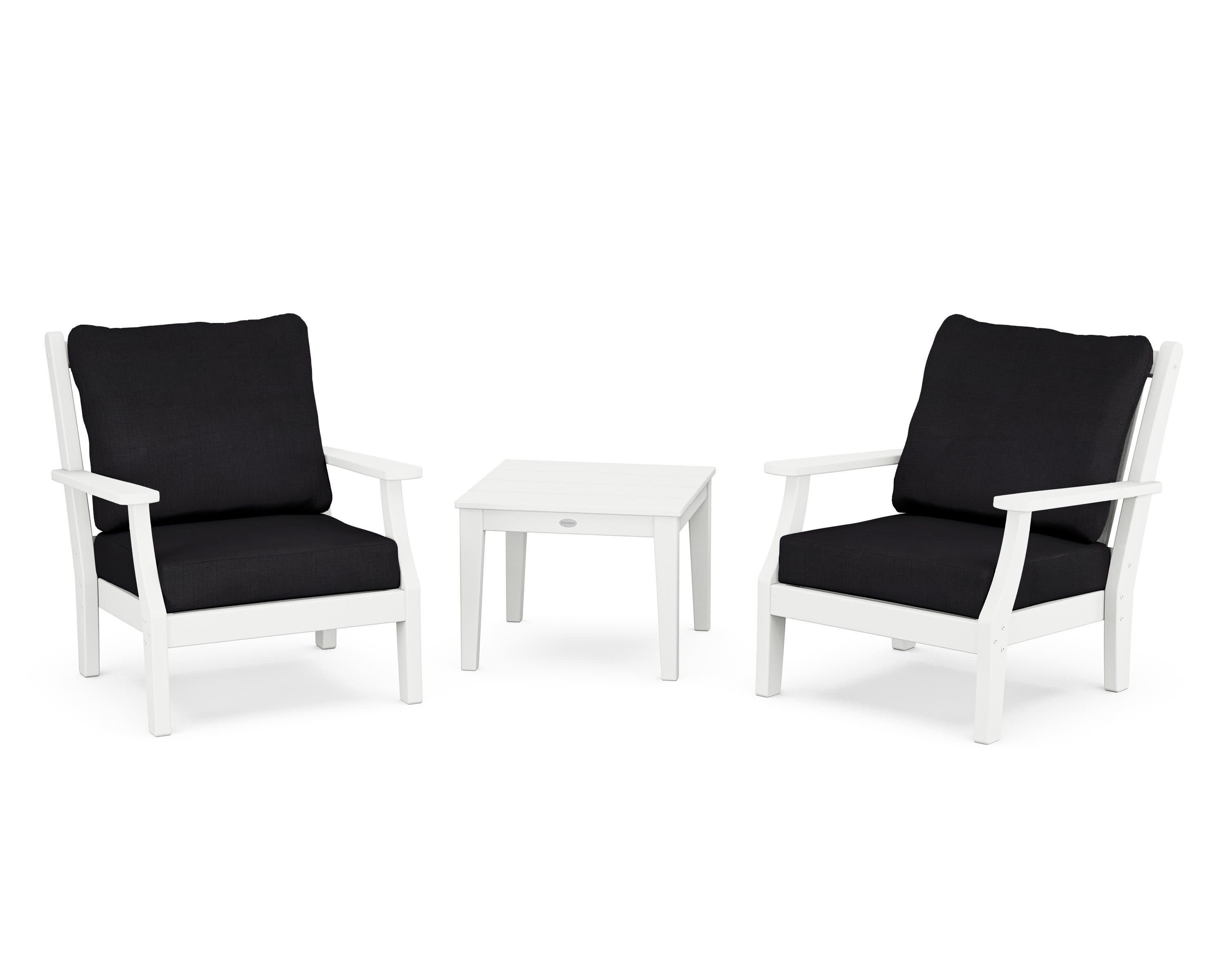 Wovendale 3-Piece Deep Seating Set in White / Midnight Linen