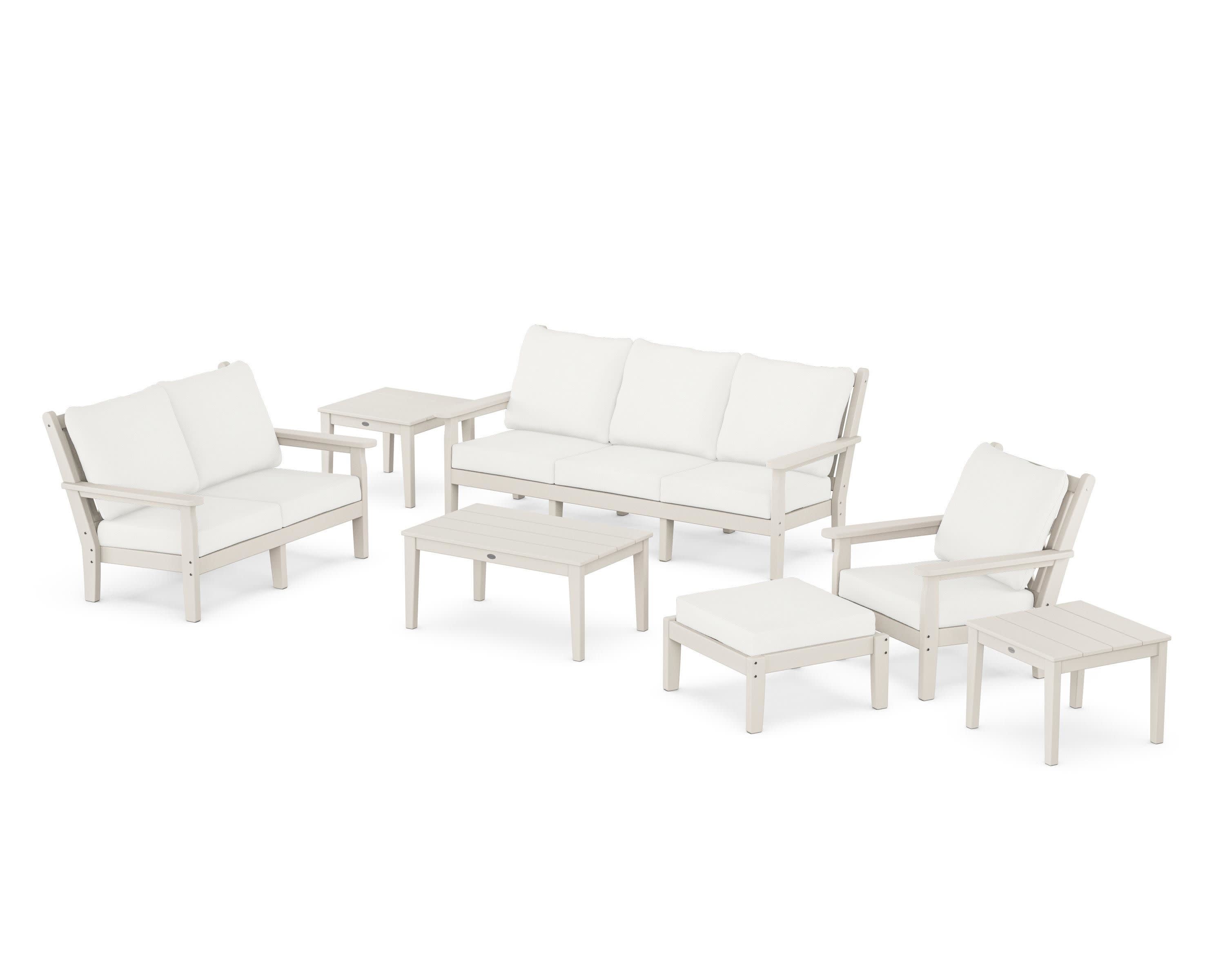 Chippendale 7-Piece Deep Seating Set in Sand / Natural Linen