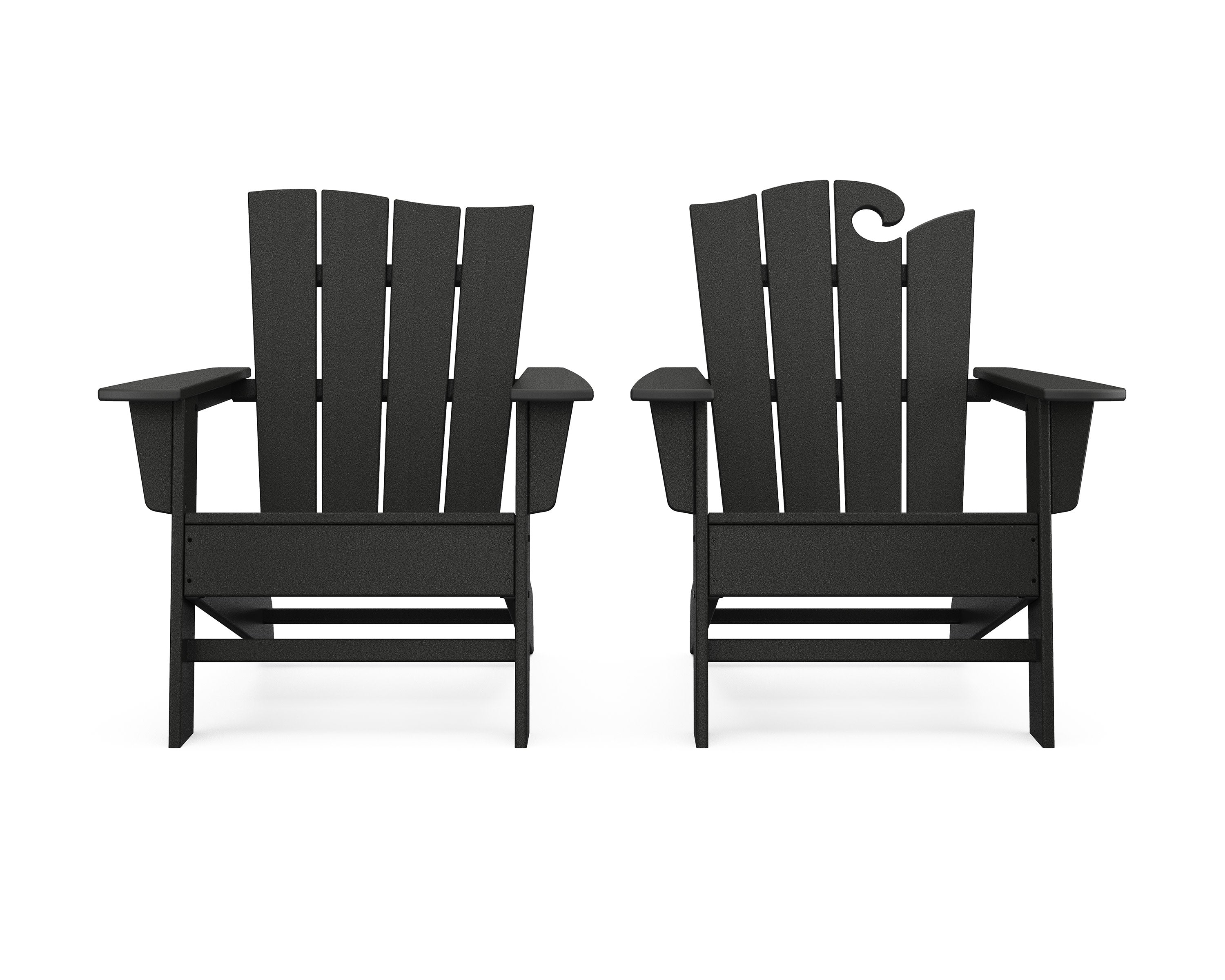Wave 2-Piece Adirondack Set with The Wave Chair Left in Black