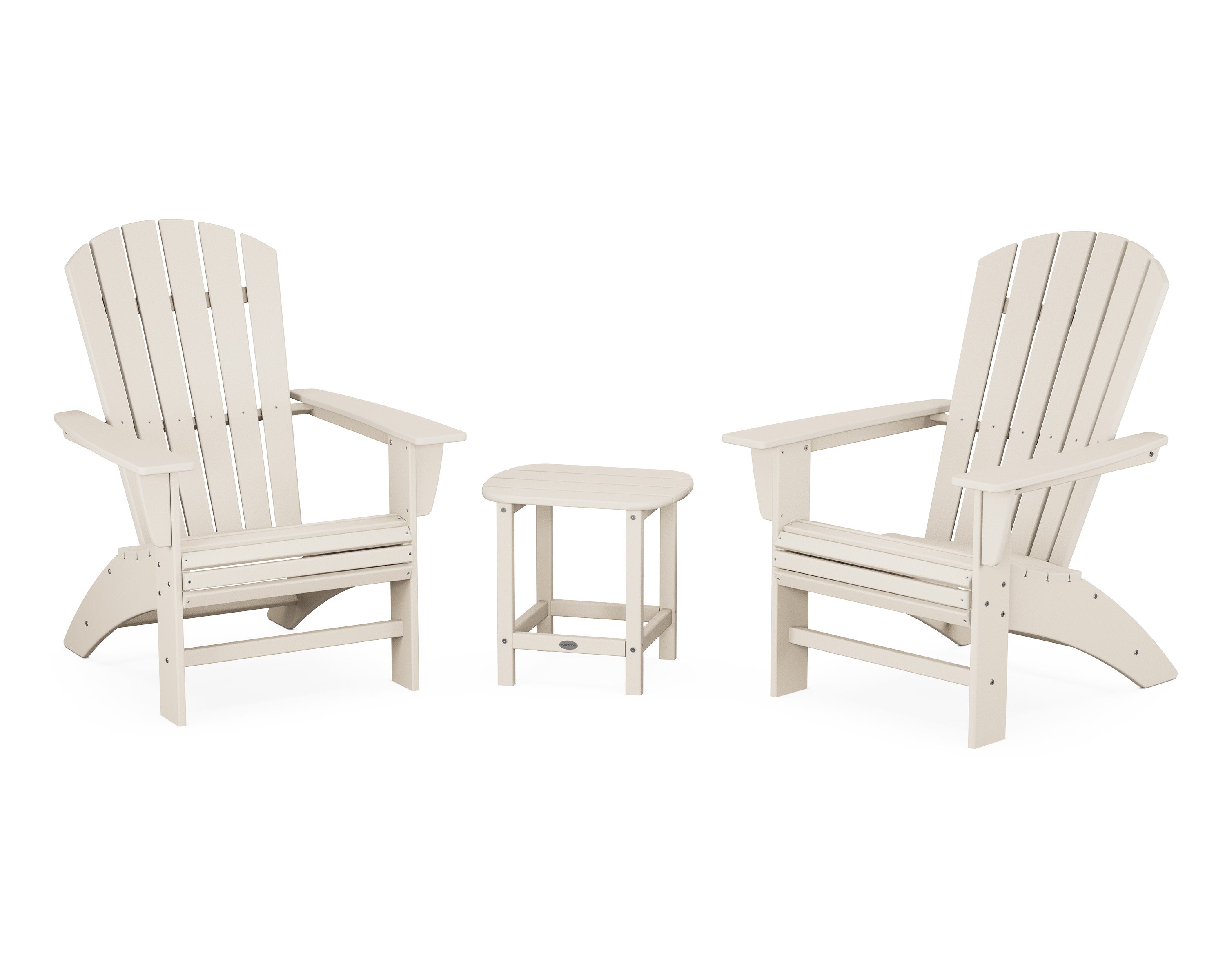Nautical 3-Piece Curveback Adirondack Set in Sand